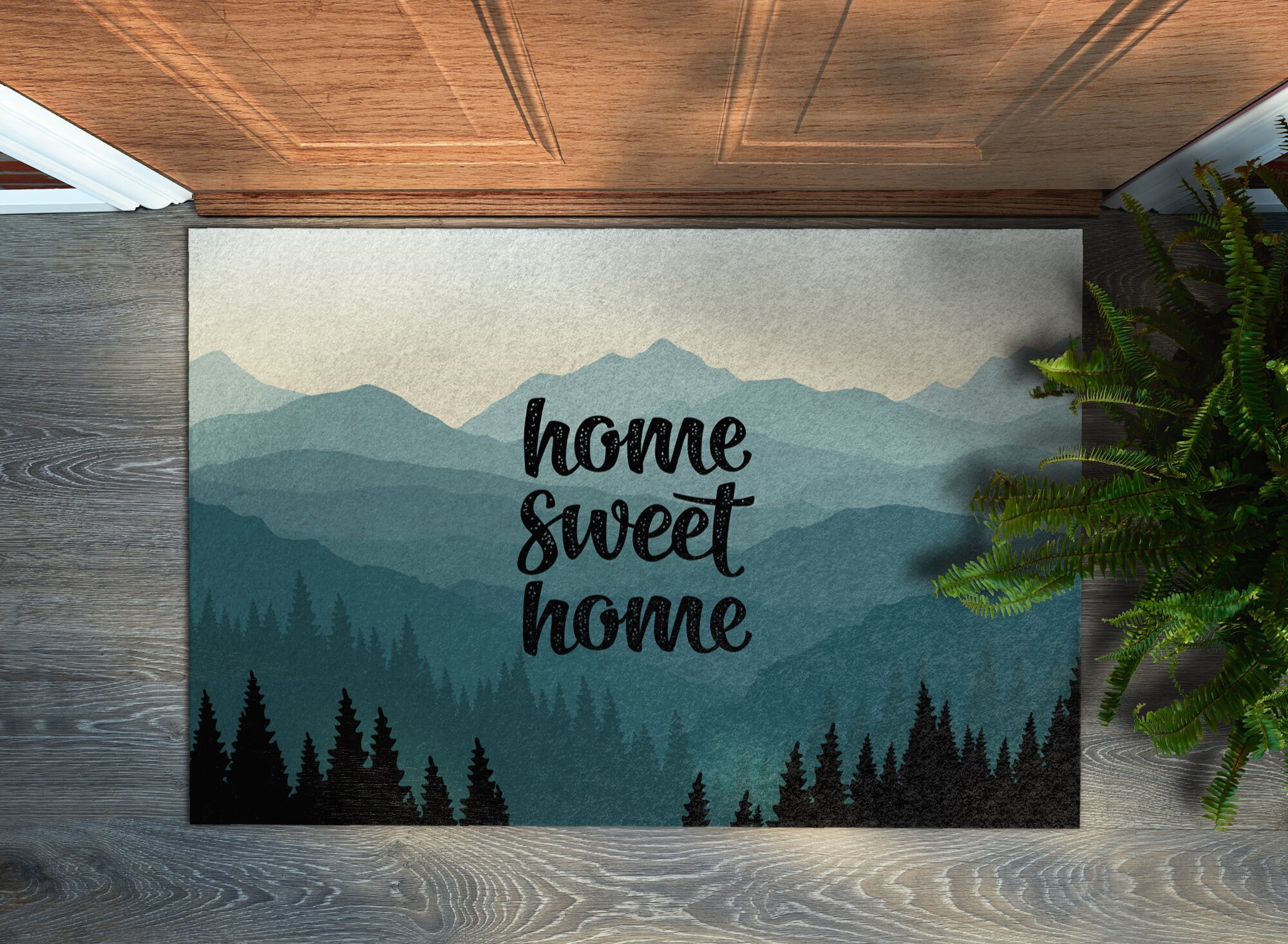 Zerbino d'ingresso Home Sweet Home, zerbino personalizzato, zerbino d'ingresso verde, zerbino autunnale, motivo con testo