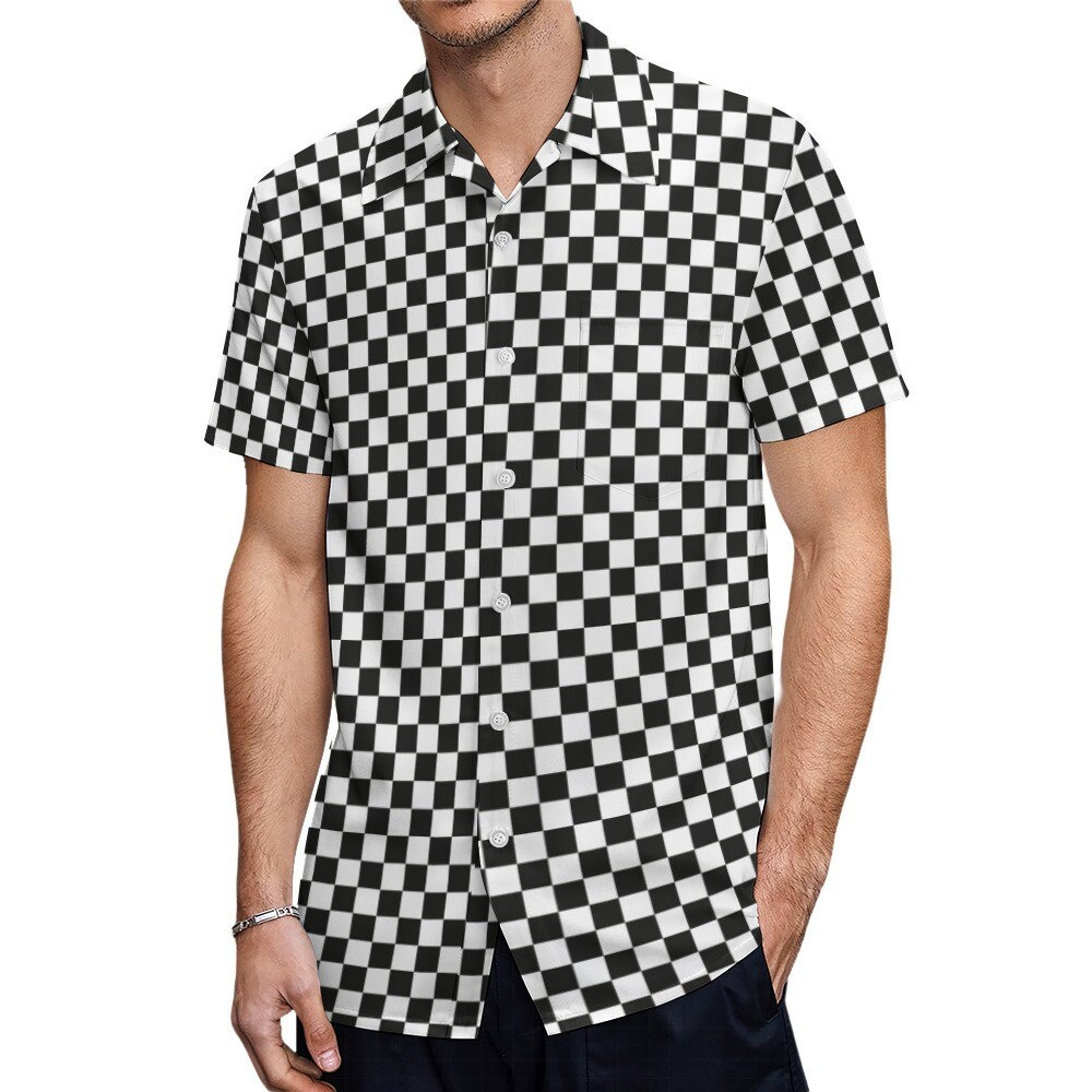 Camicia a quadri da uomo, Camicia a quadri nera, Camicia elegante da uomo, Camicia da uomo, Camicia abbottonata da uomo, Camicia a quadri in bianco e