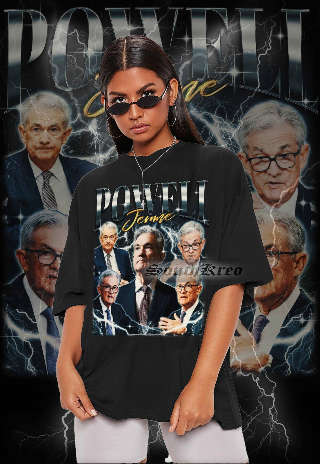 Maglietta vintage in edizione limitata di Jerome Powell, magliette da fan di Jerome Powell, maglietta omaggio a Jerome Powell, gadget di Jerome Powell