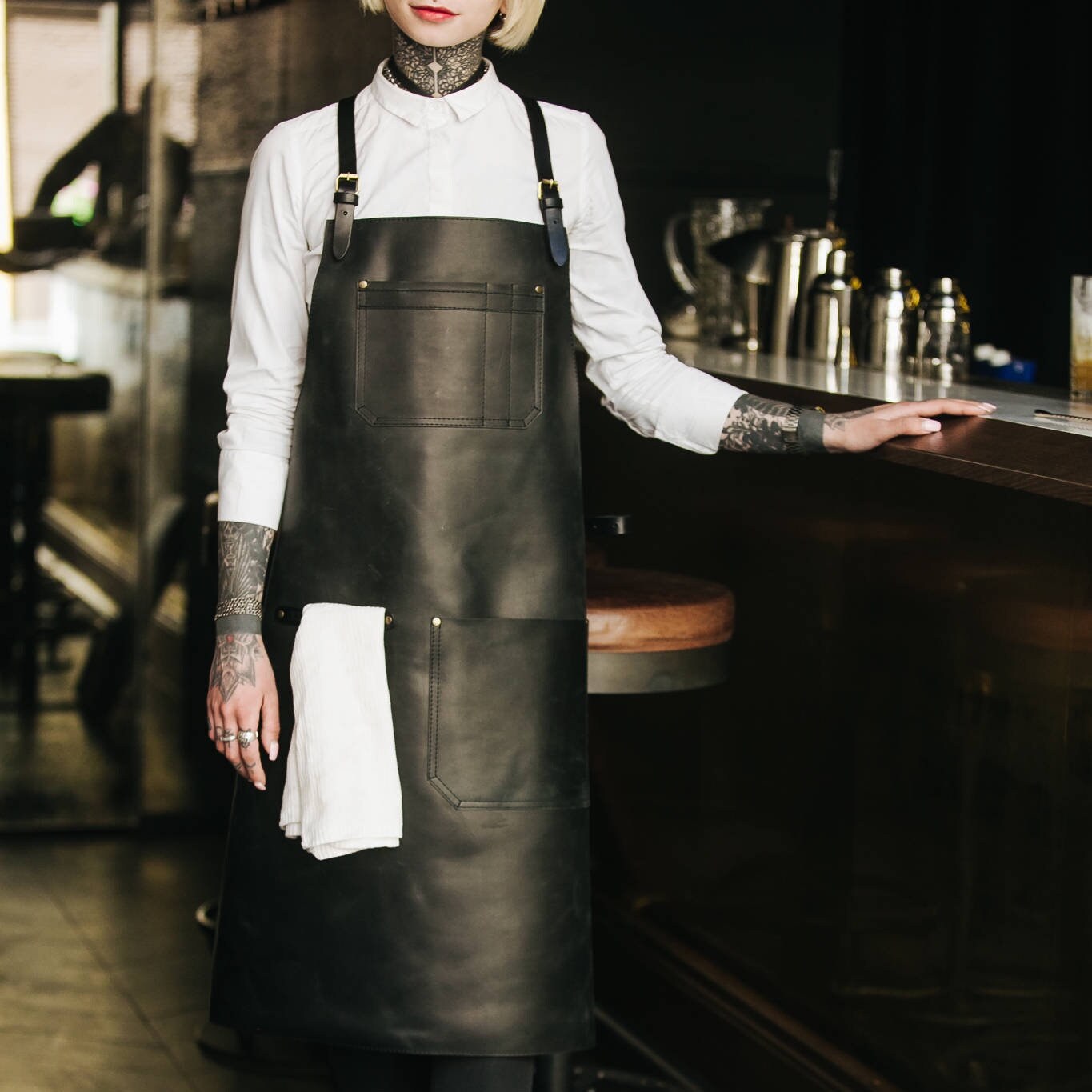 Grembiule in pelle, grembiule da barista, grembiule da lavoro, grembiule da barbiere, grembiule da falegnameria, grembiule da uomo, grembiule da cuoco