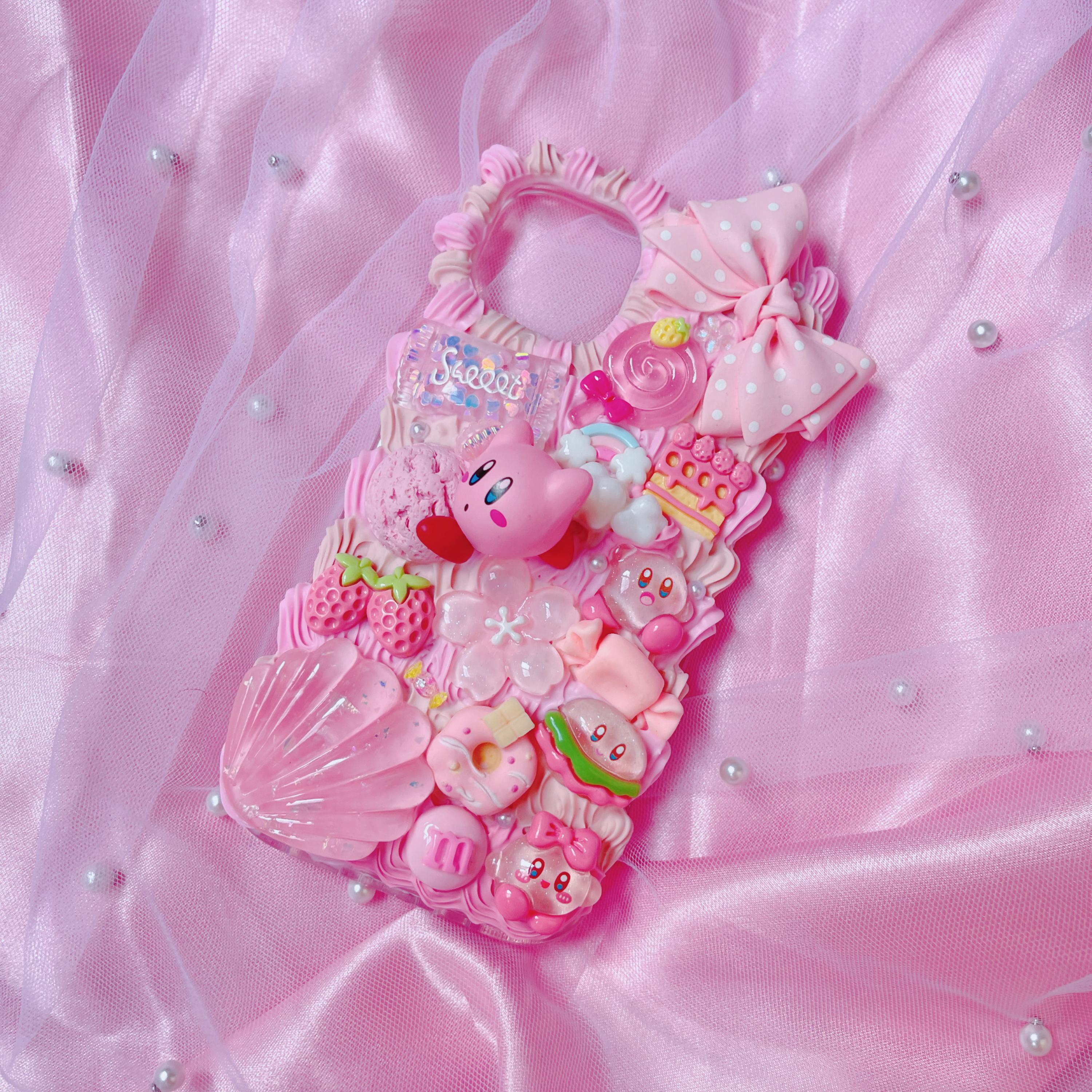 Custodia per telefono Kirby, custodia per telefono personalizzata, custodia per telefono Decoden, custodia effetto panna montata, custodia per telefon