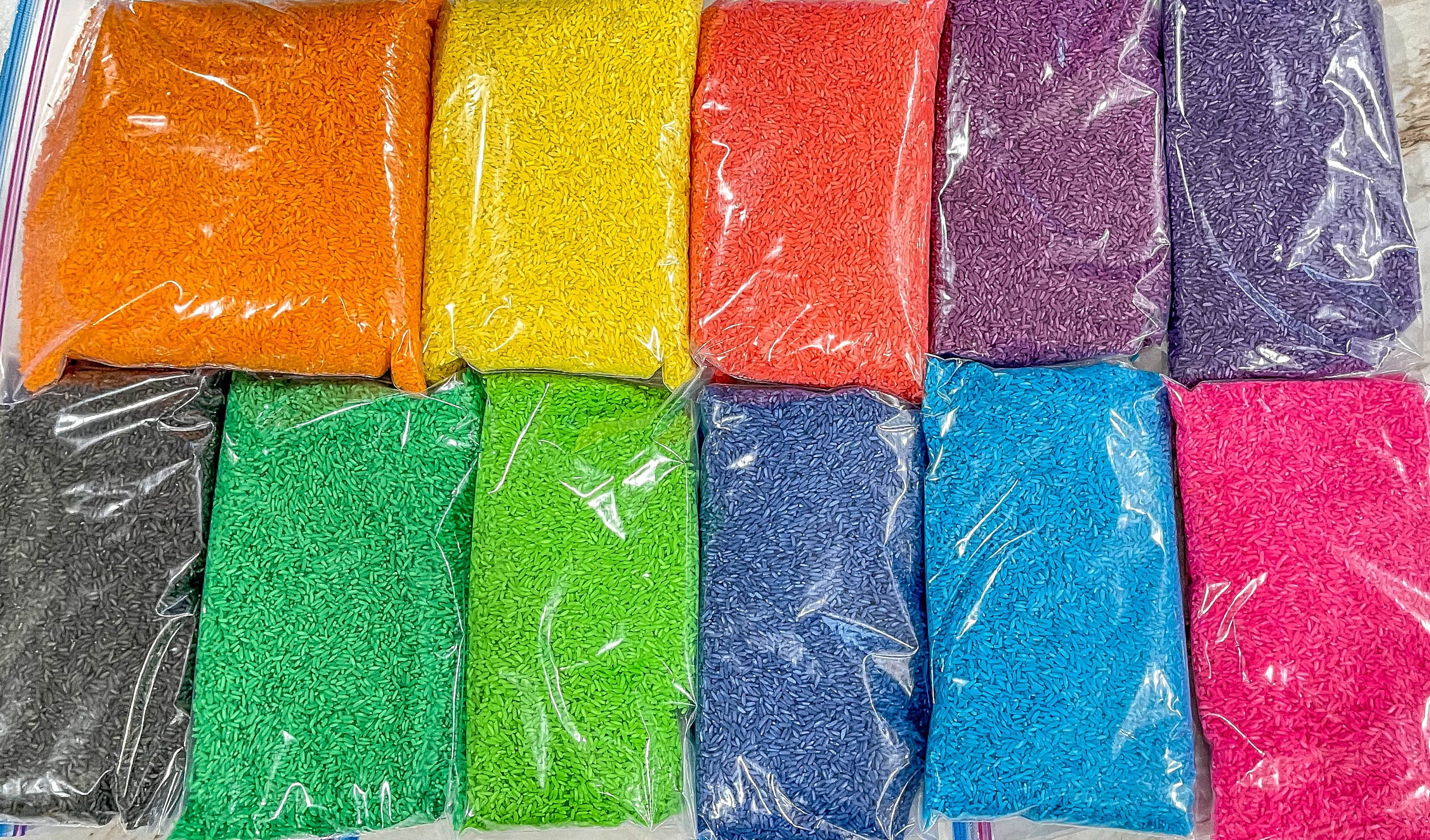 4 tazze + riso sensoriale, riempitivo per contenitori sensoriali, riso colorato, gioco sensoriale, riempitivo per contenitori sensoriali luminosi, sic