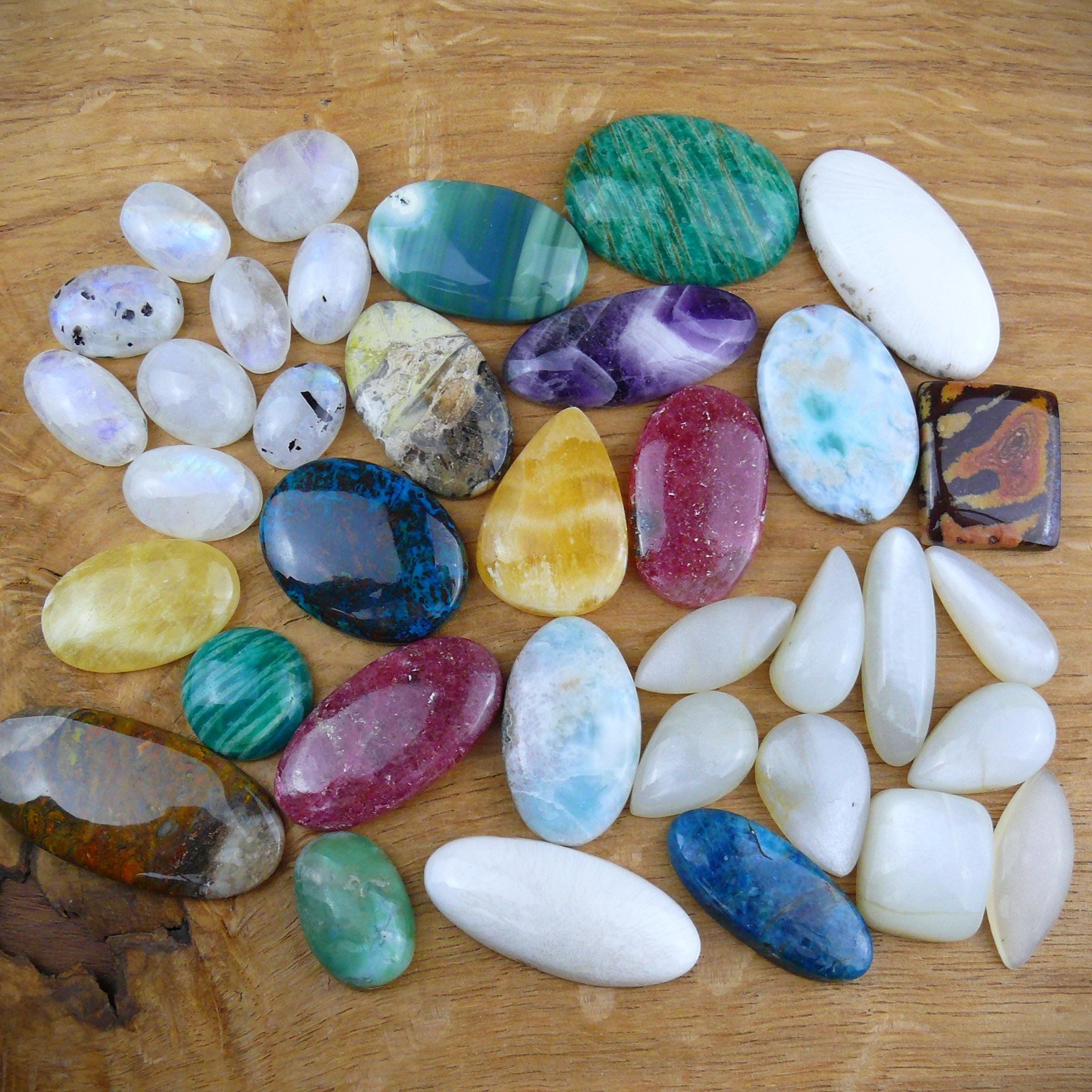B-stock / B-stock || Set / lotti di cabochon || Pietra di luna, ametista, larimar, labradorite, diaspro, quarzo rutilato, quarzo rosa, shattuckite ecc