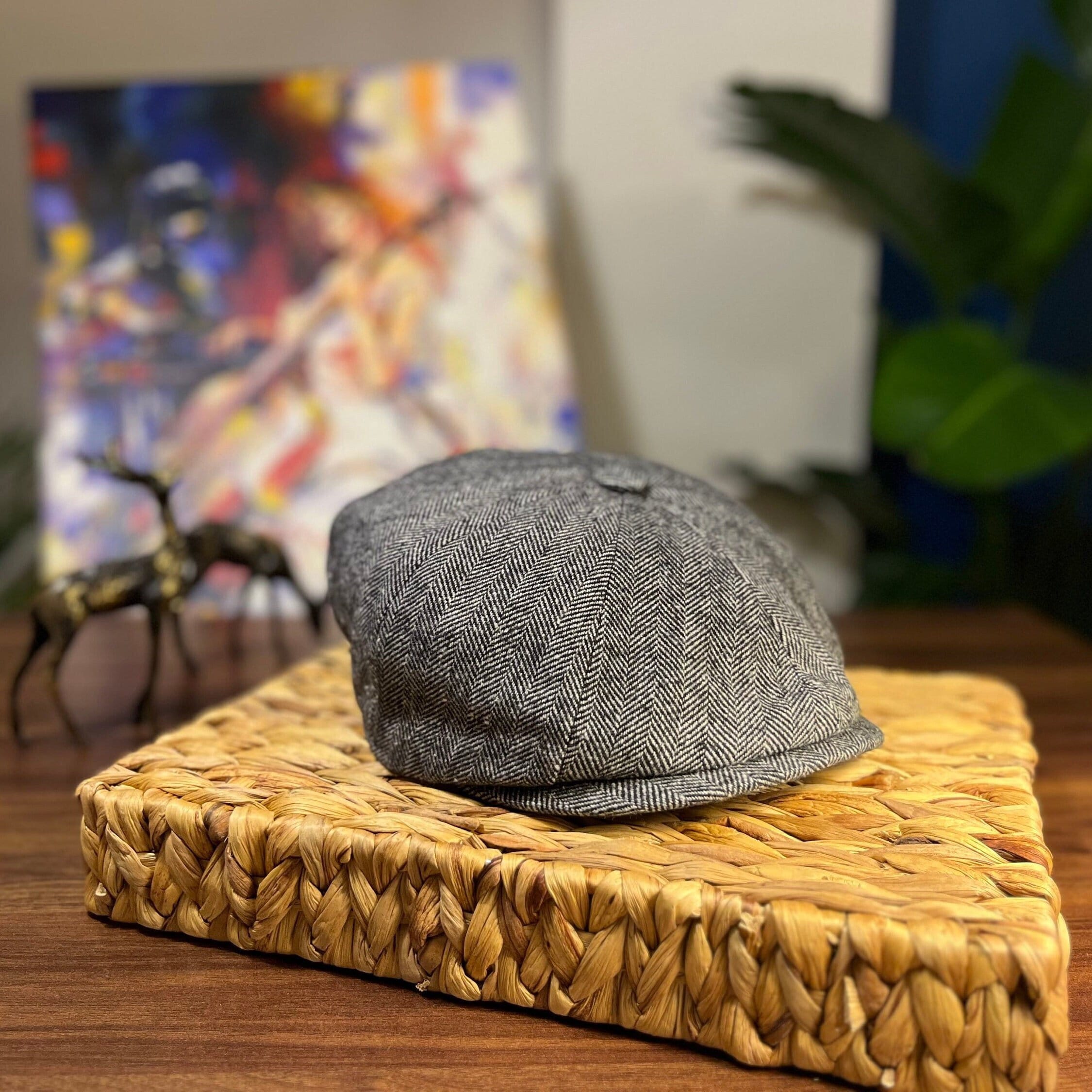 Berretto a spina di pesce grigio, berretto da strillone, cappello da Peaky Blinders, berretto da fornaio urbano, berretto di lana stile Gatsby irlande