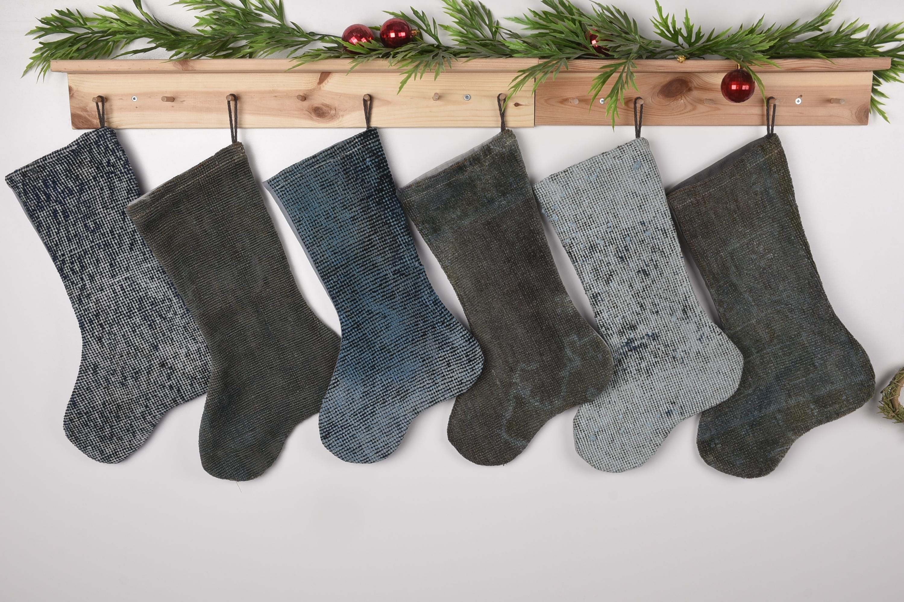 Calza di Natale vintage, calza di Natale fatta a mano, 18x43 cm - Calza di Natale Kilim, calza anatolica, calza di Natale decorativa