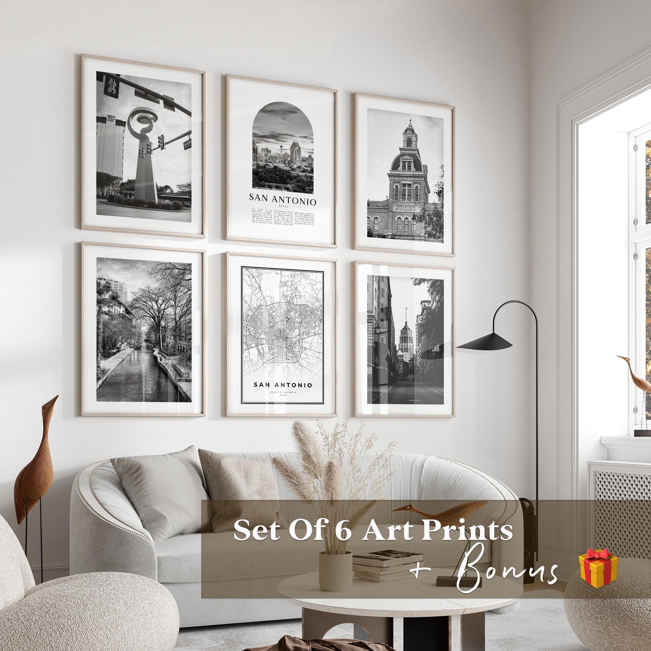 San Antonio Gallery Wall Art - Set di 6, foto in bianco e nero di San Antonio, poster di San Antonio, stampe di San Antonio, Texas