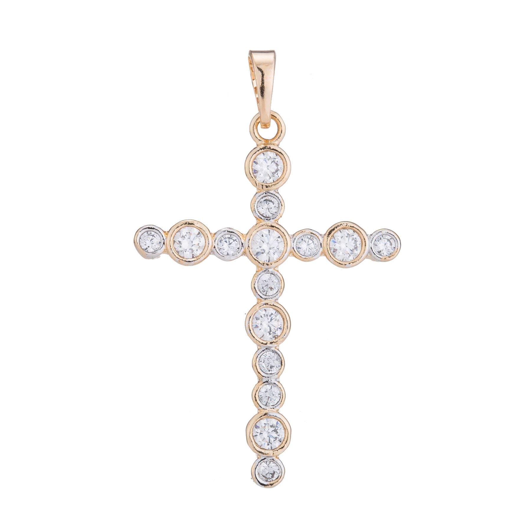 Collana con ciondolo a croce placcato oro - ciondolo a croce semplice in oro con zirconi cubici di cristallo - ciondolo placcato oro rosa - ciondolo r
