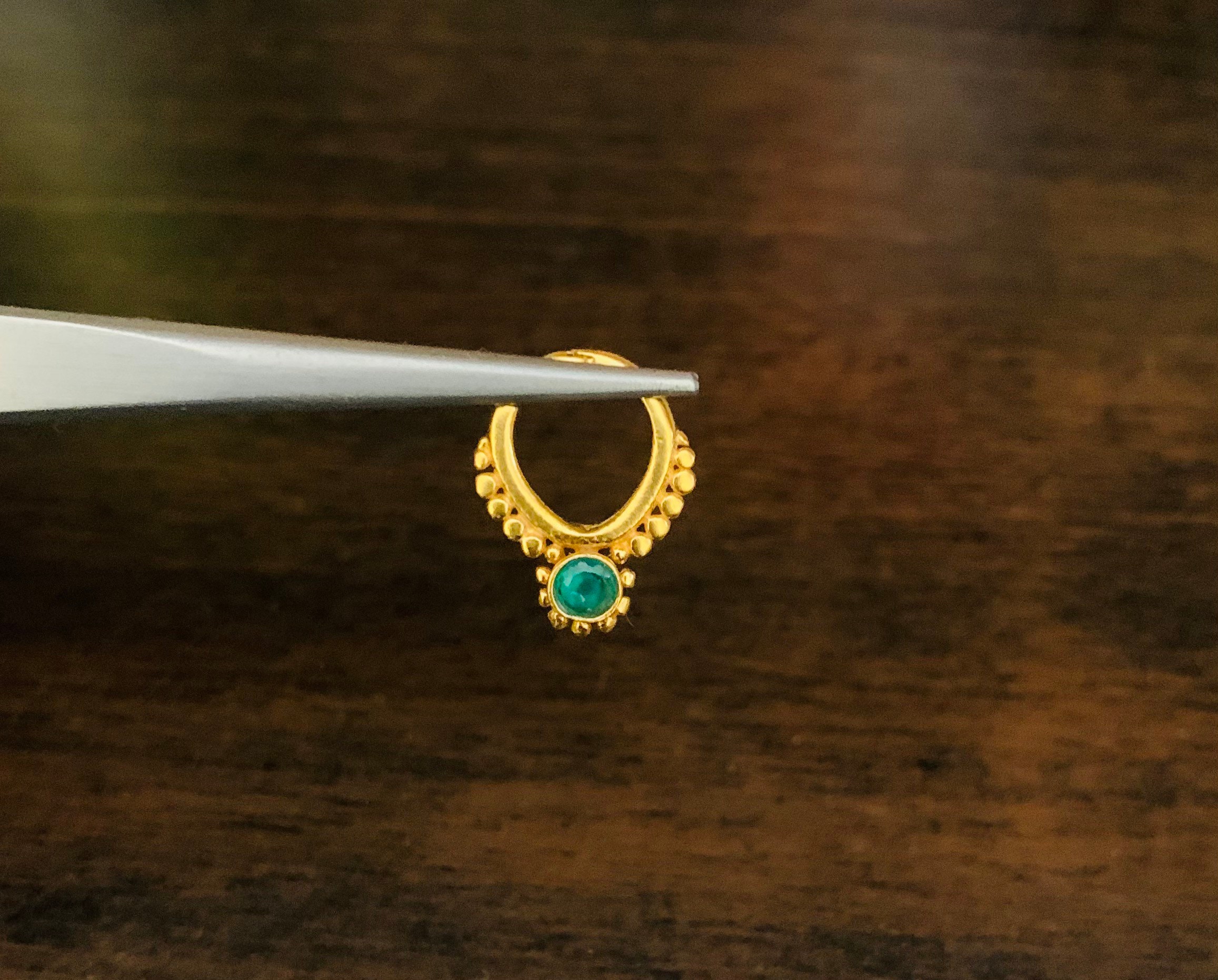 Setto nasale in oro massiccio 22k - anello nasale in oro, setto nasale in oro, anello nasale indiano in oro massiccio - anello nasale - anello nasale