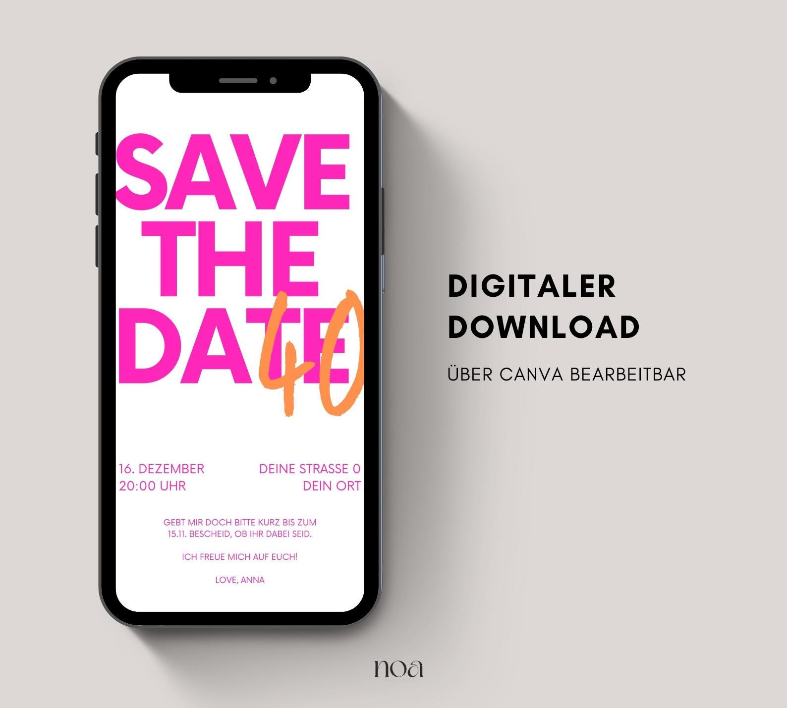 Invito di compleanno digitale | Invito eCard per il 30o, 40o o 50o compleanno | Invito di compleanno da inviare tramite WhatsApp