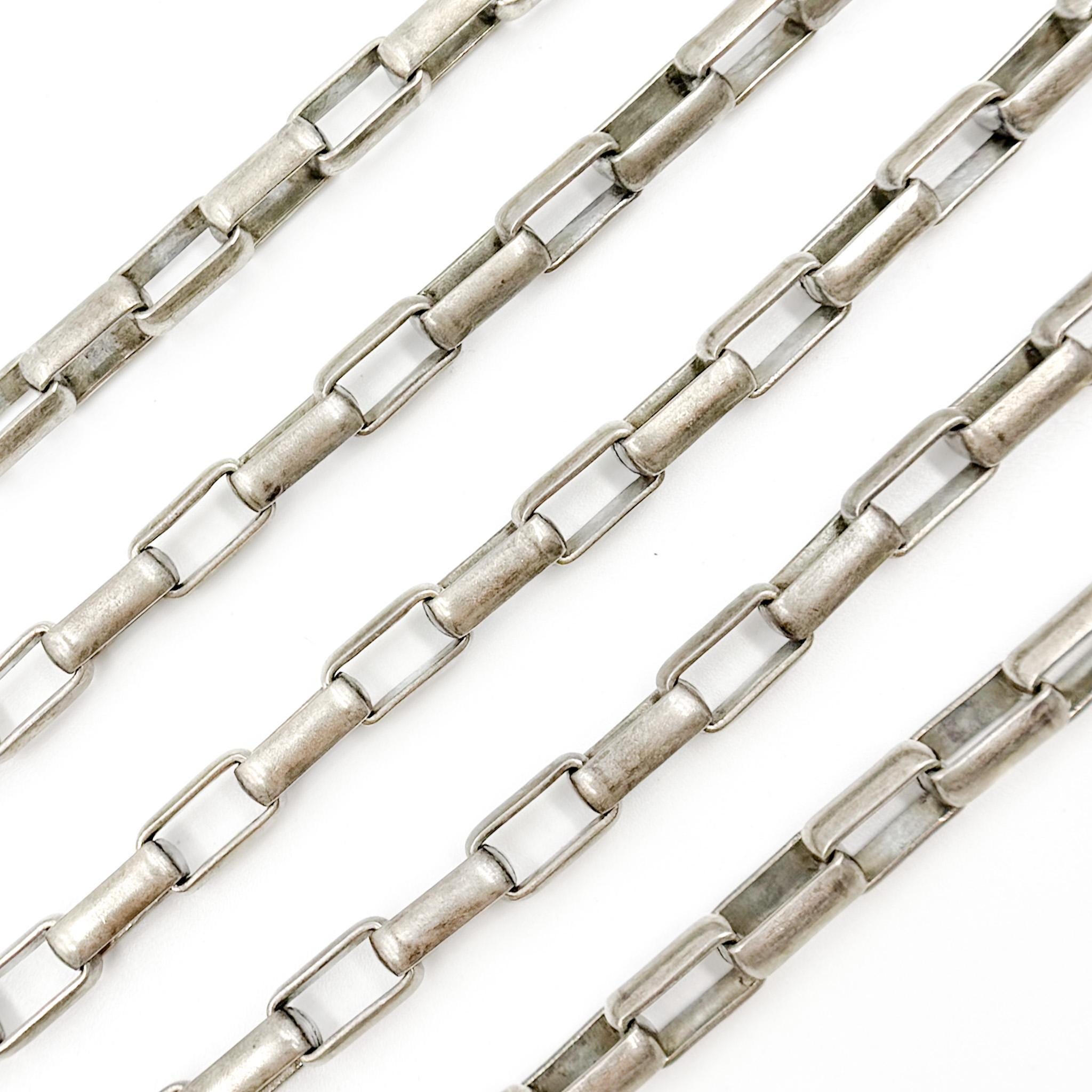 Catena a maglie rettangolari pesanti in argento ossidato 925 da 10 x 5 mm, piede per catena grezzo, catena a maglie rettangolari grandi, catena a magl