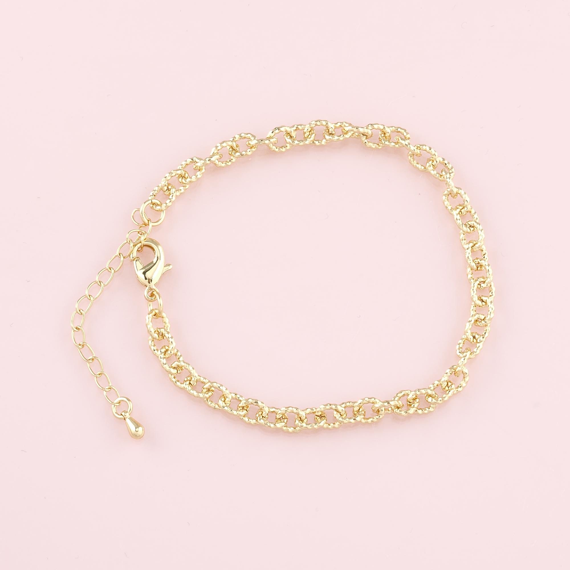 Catena regolabile in oro, bracciale ovale riempito in oro 18 carati, braccialetti semilavorati, braccialetti per la creazione di gioielli