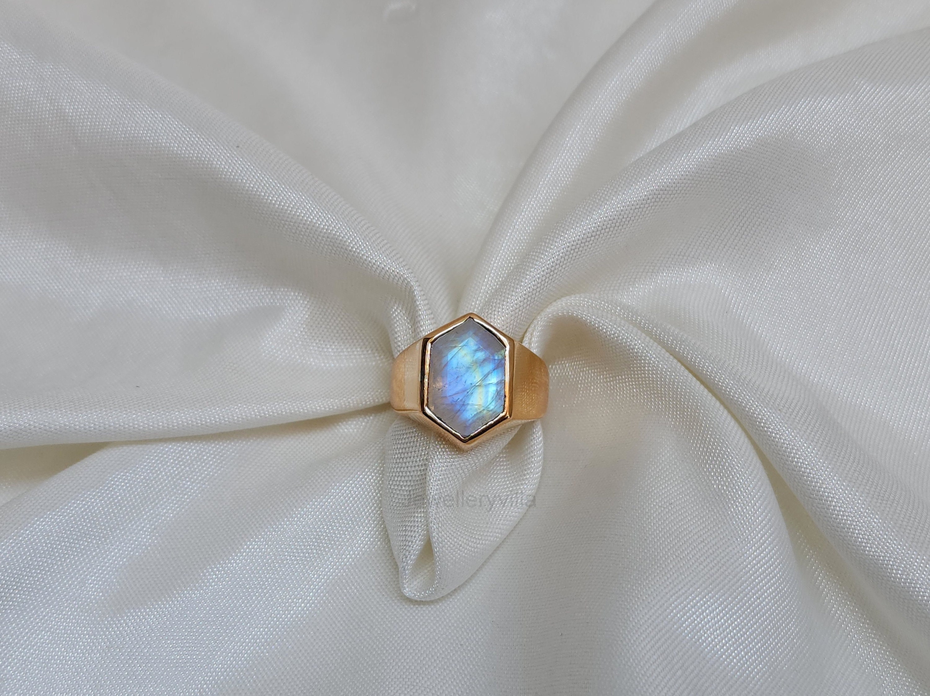 Anello con sigillo in pietra di luna naturale, anello in argento sterling 925, anello da uomo, anello da donna, anello inciso, anello fatto a mano, an