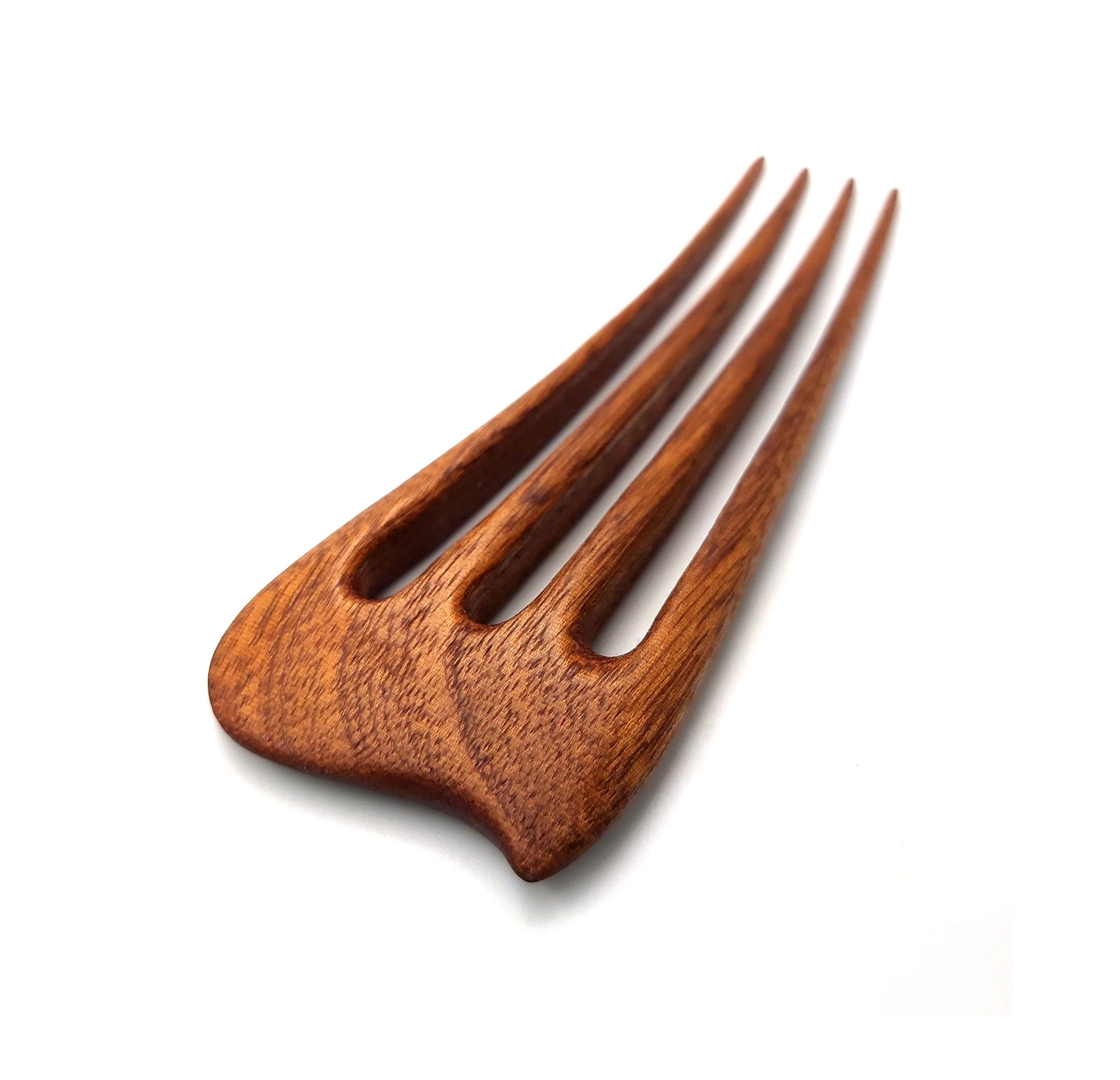 Forcina per capelli a 4 punte in legno di sequoia, forcina in legno fatta a mano per capelli lunghi e spessi / Fermaglio per chignon sicuro