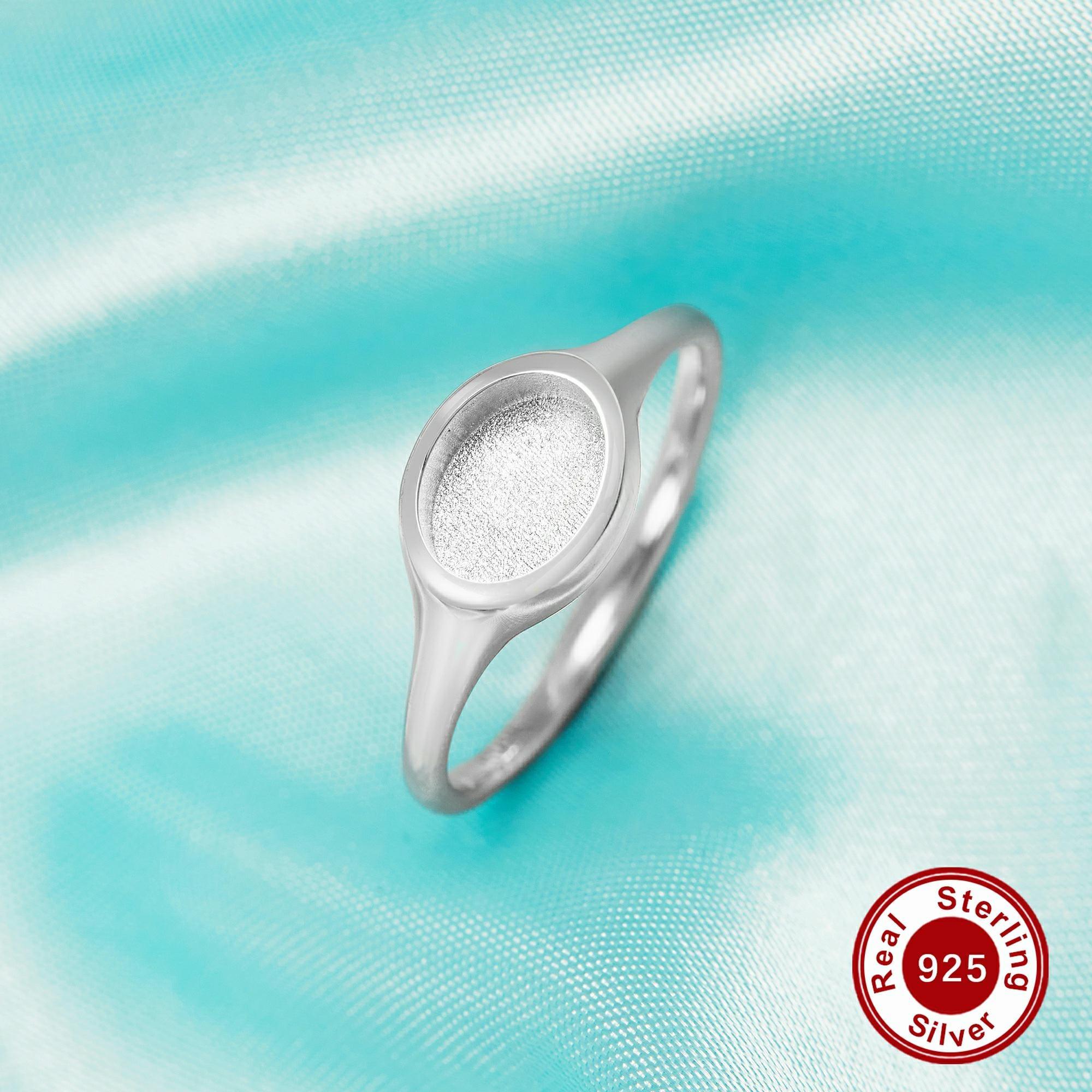 Anello ovale minimalista con resina effetto latte materno, incastonatura a castone, in argento sterling 925 massiccio, con pietra CZ ovale, accessori