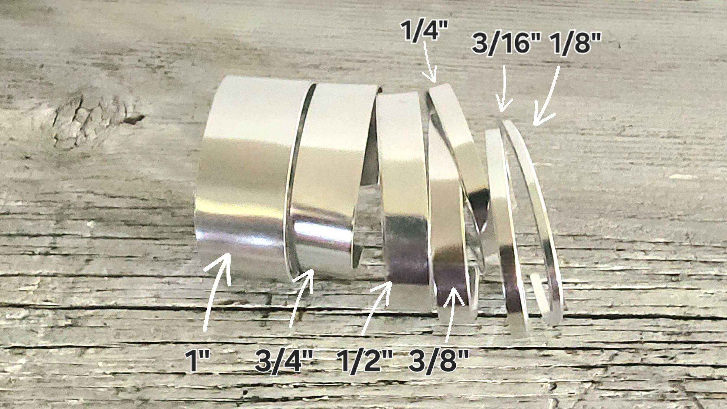 "1/4 x 6\" (50) 14gS Cuff Blanks 1100 Alluminio puro burattato Metallo lucidato Stamping Blank Bracciale Cuff Estremità piatte arrotondate Stamping manu"