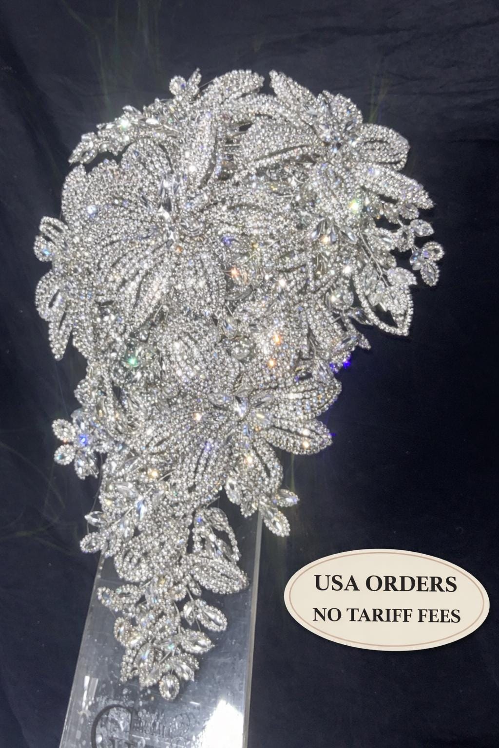 "Bouquet da sposa di lusso - Fiori da sposa in cristallo e diamanti da 7\" x 11\" Bouquet da sposa con strass scintillanti"