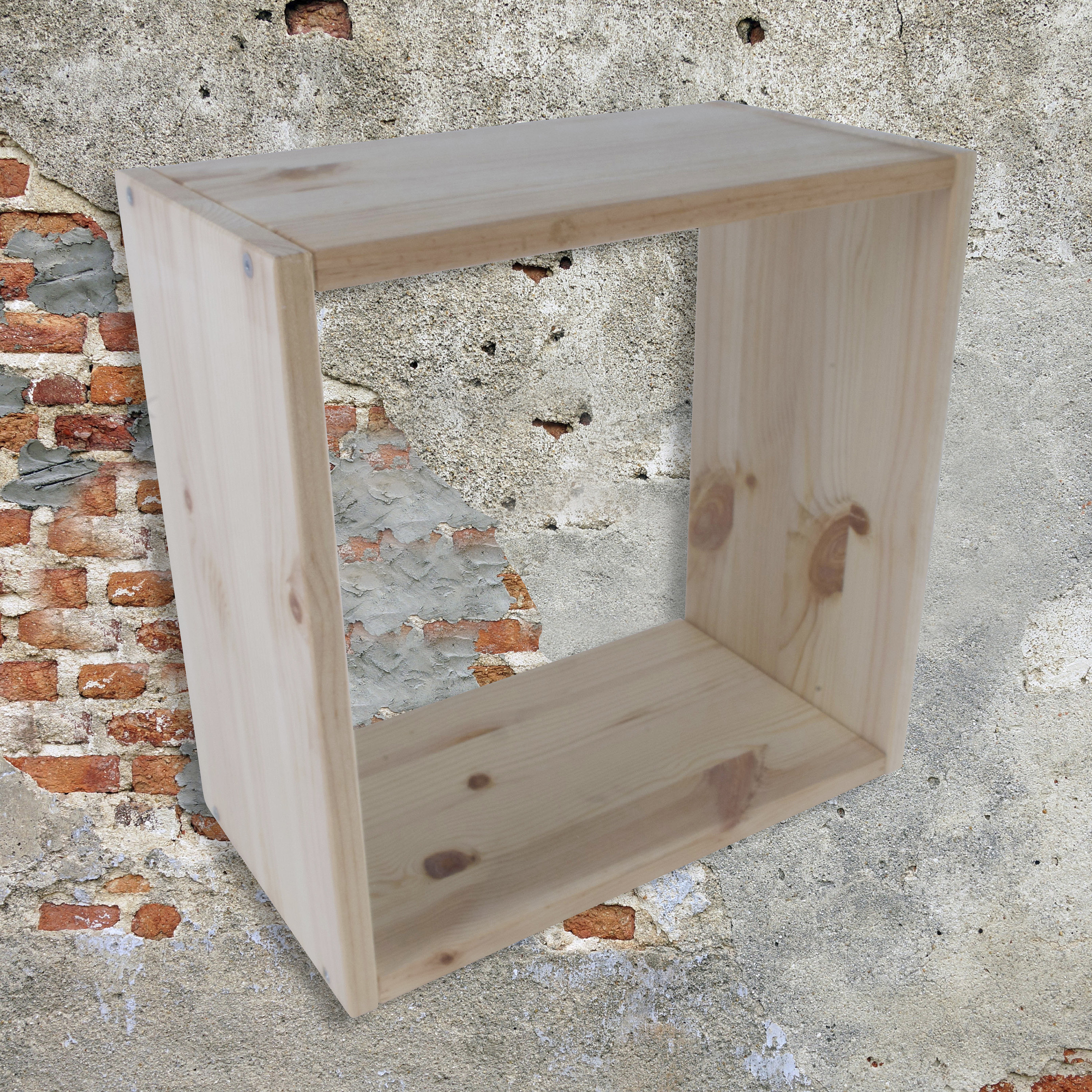 Libreria a cubo in legno, espositore espositivo, scaffale portaoggetti / libreria sospesa a parete quadrata / legno massello naturale