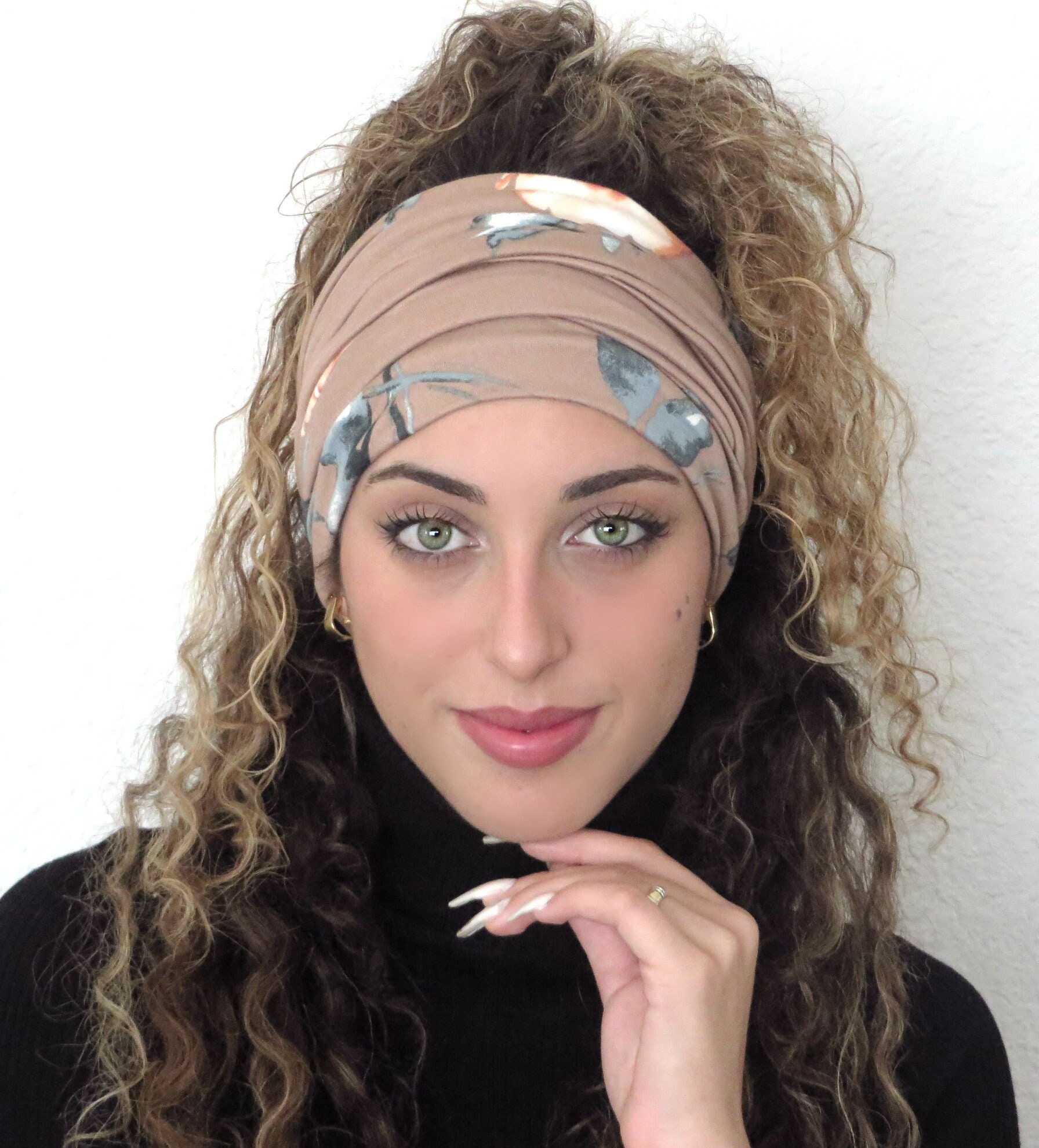 Fascia per capelli Boho, fascia per capelli extra larga, fascia per capelli Yoga, fascia per capelli arricciata, fascia floreale, fascia per capelli t