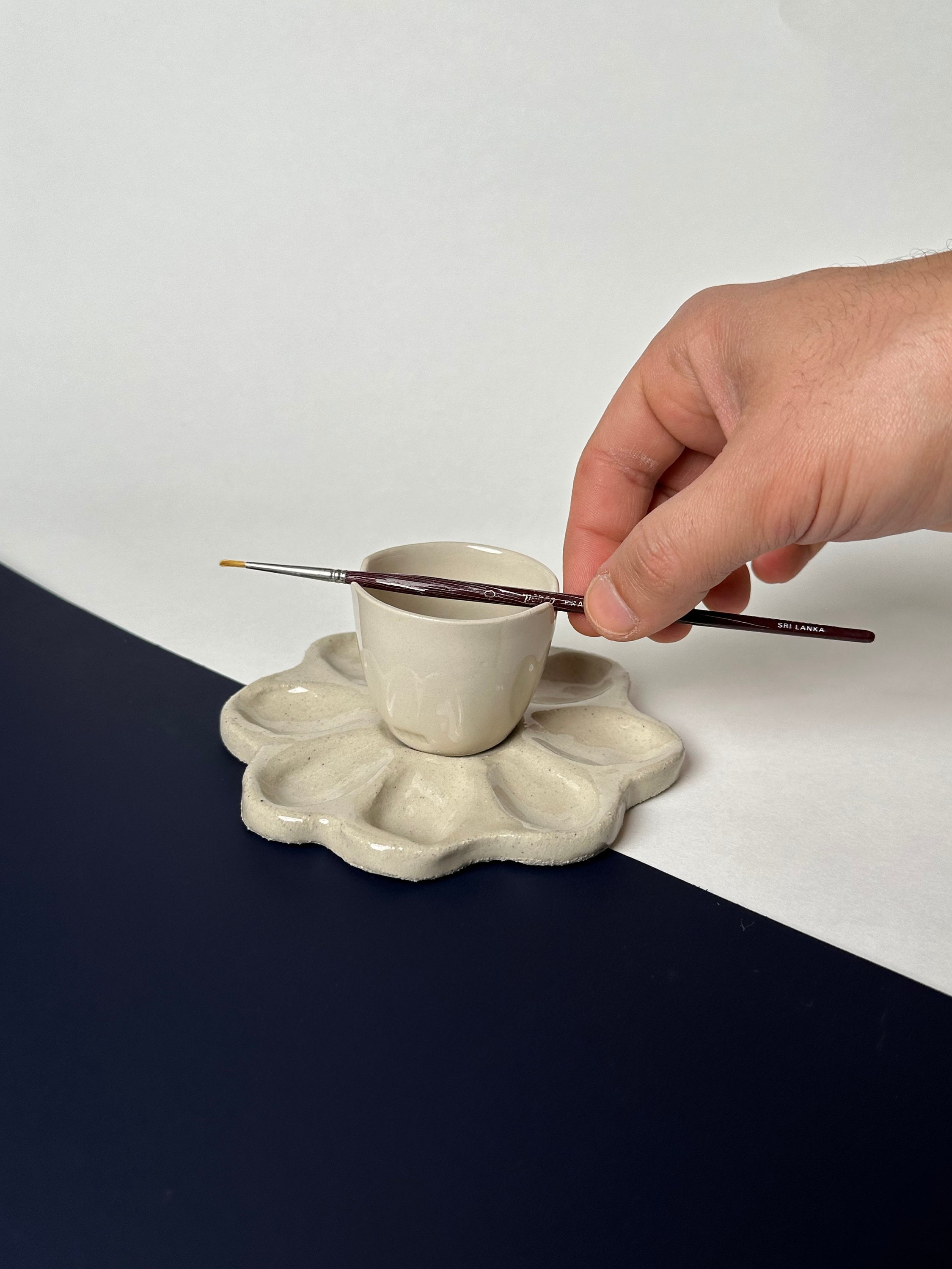 Tavolozza in ceramica Kit per acquerelli in ceramica fatto a mano Tavolozza per acquerelli in ceramica Tavolozza e vassoio per acquerelli in ceramica