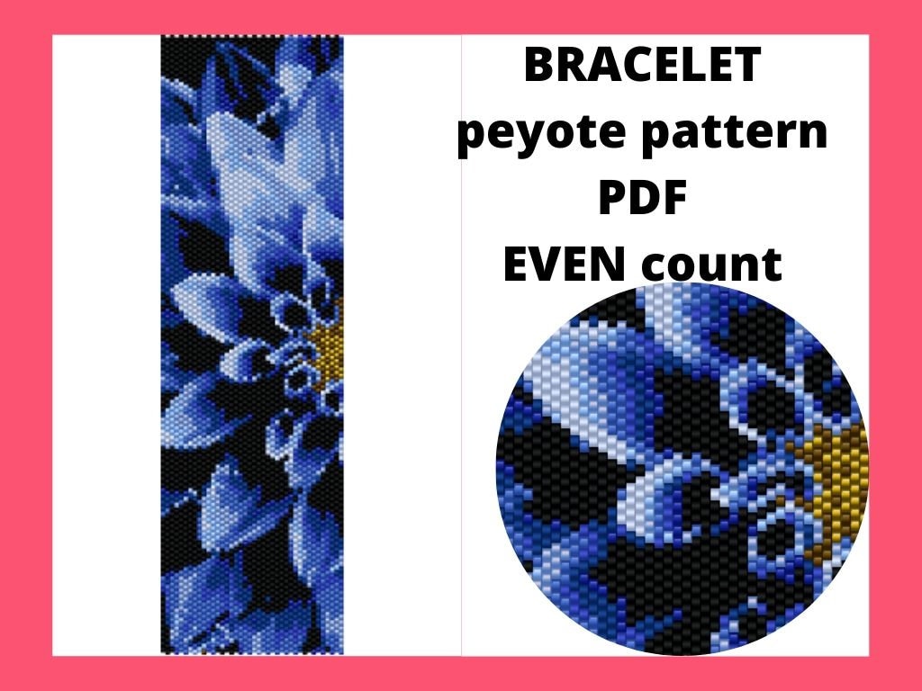 Schema peyote Dahlia, Schema peyote Even, Schema peyote Blue Flower, Schema braccialetto Peyote, Schema punto Peyote, download immediato PDF