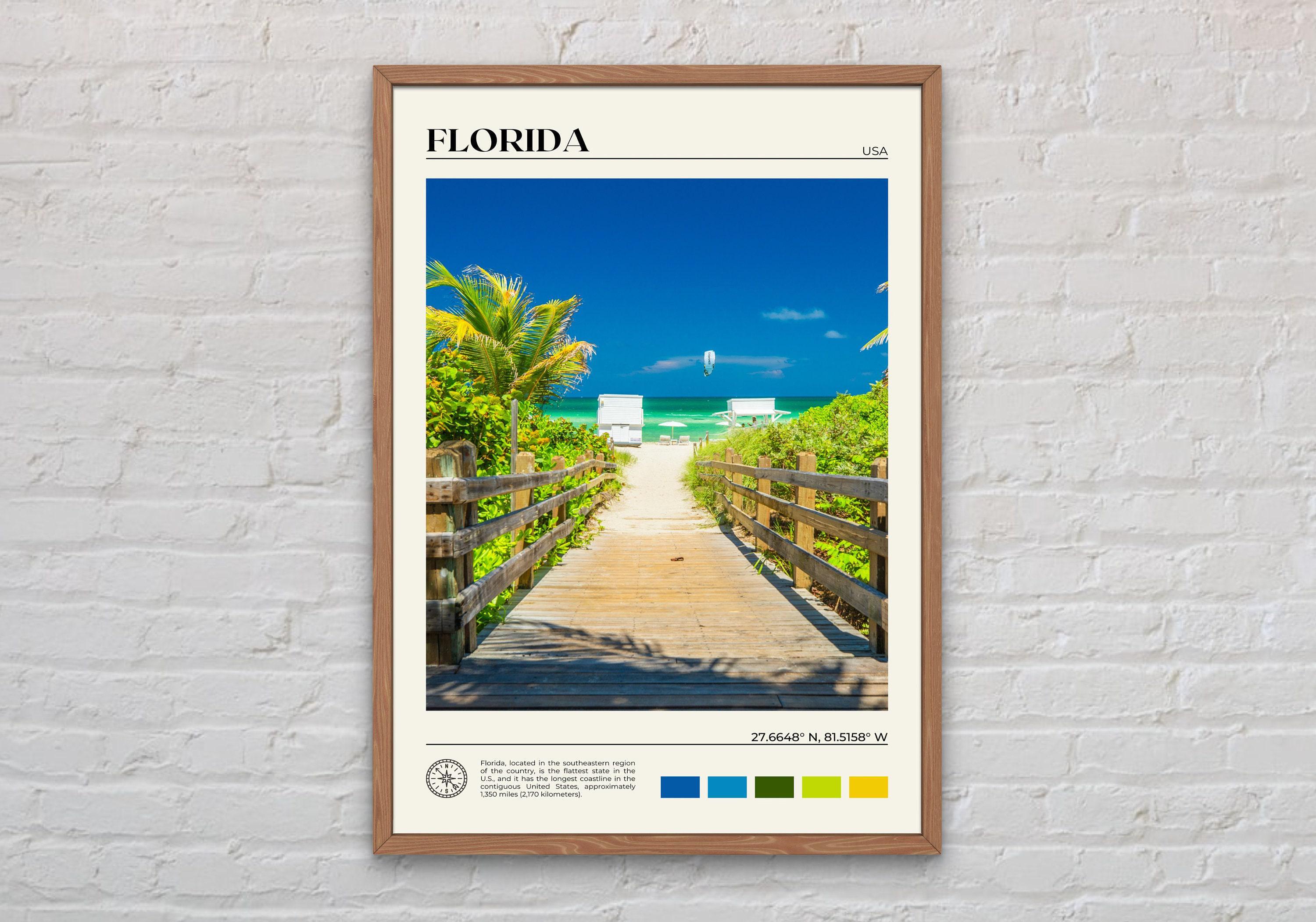 Foto reale, stampa della Florida, arte murale della Florida, poster della Florida, foto della Florida, stampa di poster della Florida, decorazione mur