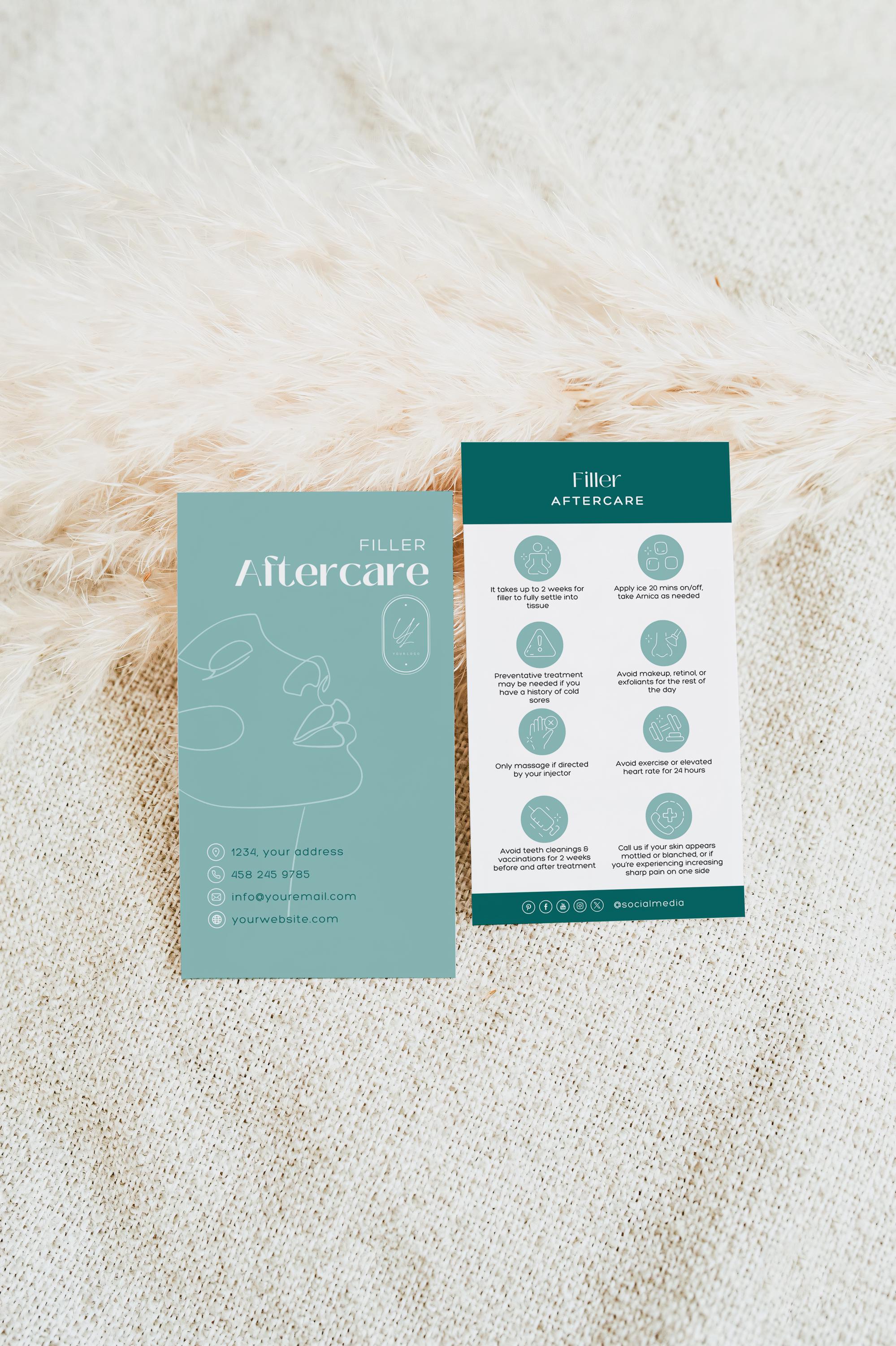 Modello di scheda post-trattamento filler Canva / Scheda post-trattamento filler modificabile, Guida post-trattamento, Scheda post-trattamento viso
