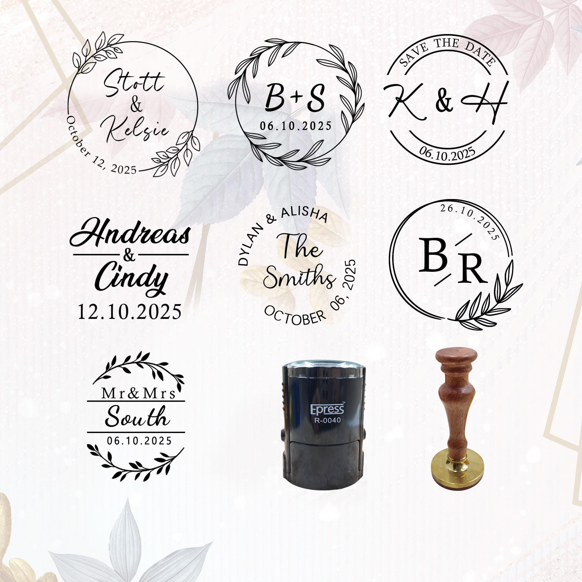 Timbro personalizzato per matrimonio, timbro monogramma personalizzato, timbro con iniziali personalizzate, timbro iniziale, timbro per cancelleria, r