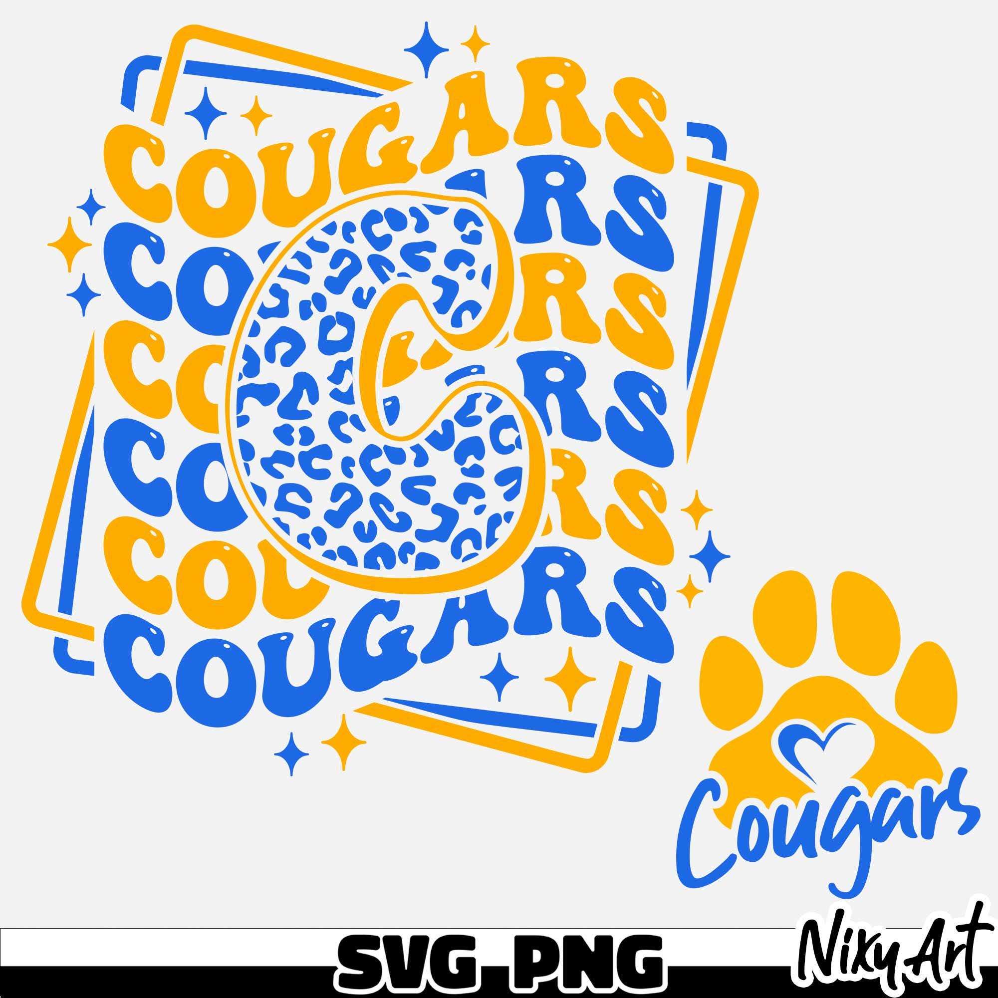 Cougars squadra mascotte orgoglio svg png / spirito scolastico Cougars / Leopardo / con design tascabile SVG e PNG Design per taglio e sublimazione