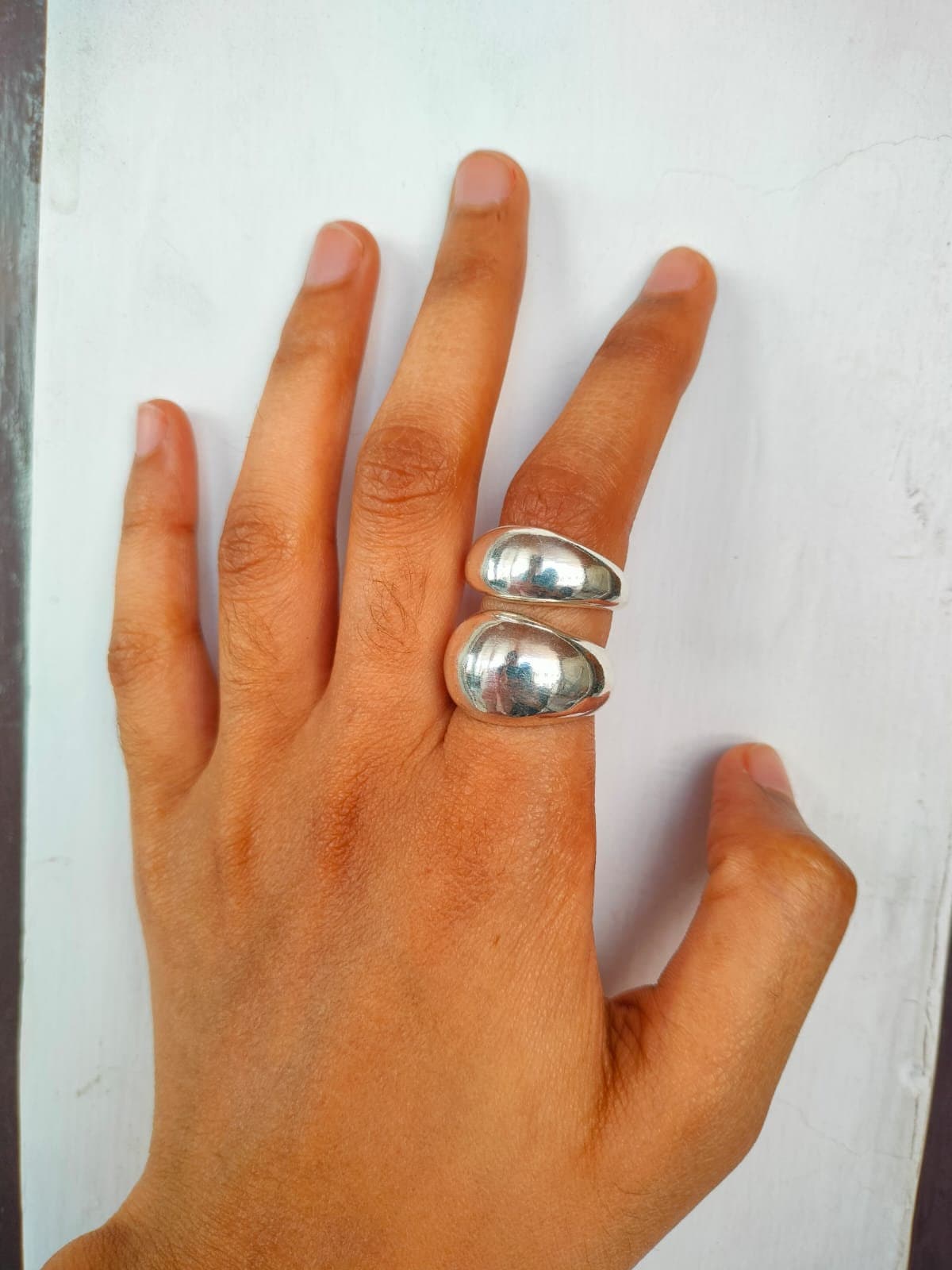 Anello a cupola, anello a cupola placcato in argento sterling, anello in argento massiccio, anello a cupola importante, anello a cupola massiccio, gio