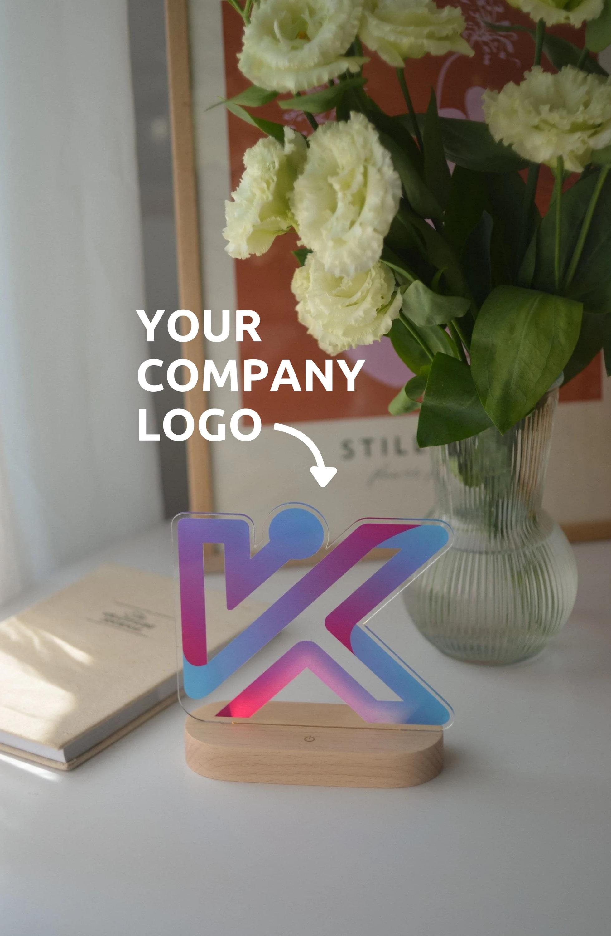 Lampada luminosa con logo personalizzato, regali aziendali, luce notturna in legno con logo aziendale, insegna con logo personalizzato, luce LED con l