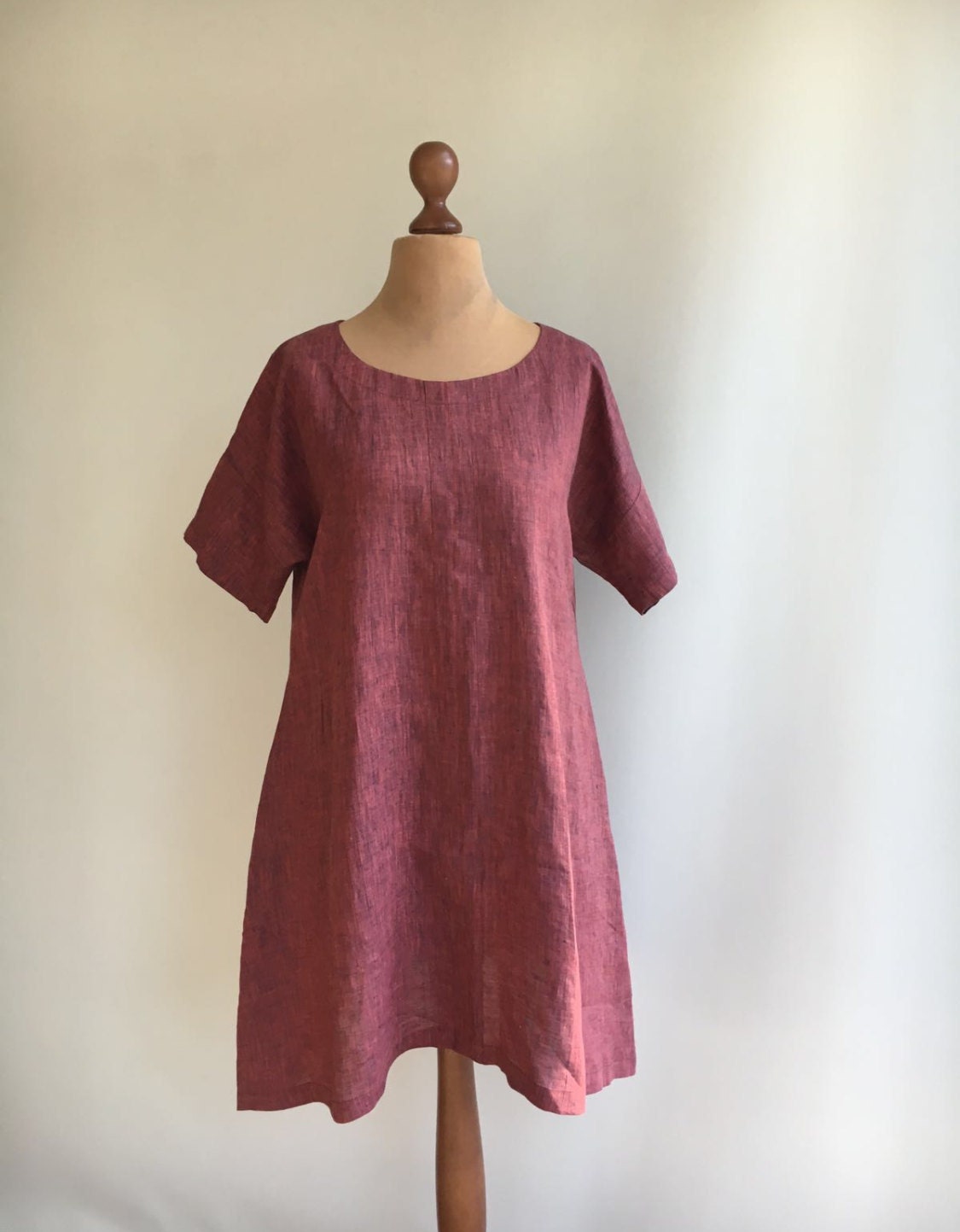 Top tunica rosso, abito tunica in lino, tunica in lino rosso bordeaux, tunica per donna, tunica taglie forti, top tunica, tuniche in lino per donna, c