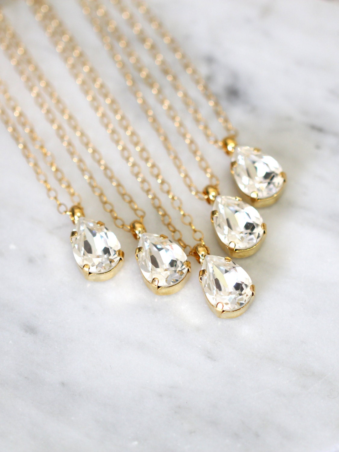 Collana di cristallo bianco, collana di cristallo da damigella d'onore, collana in oro di cristallo da sposa, collana da sposa, collana di cristallo d