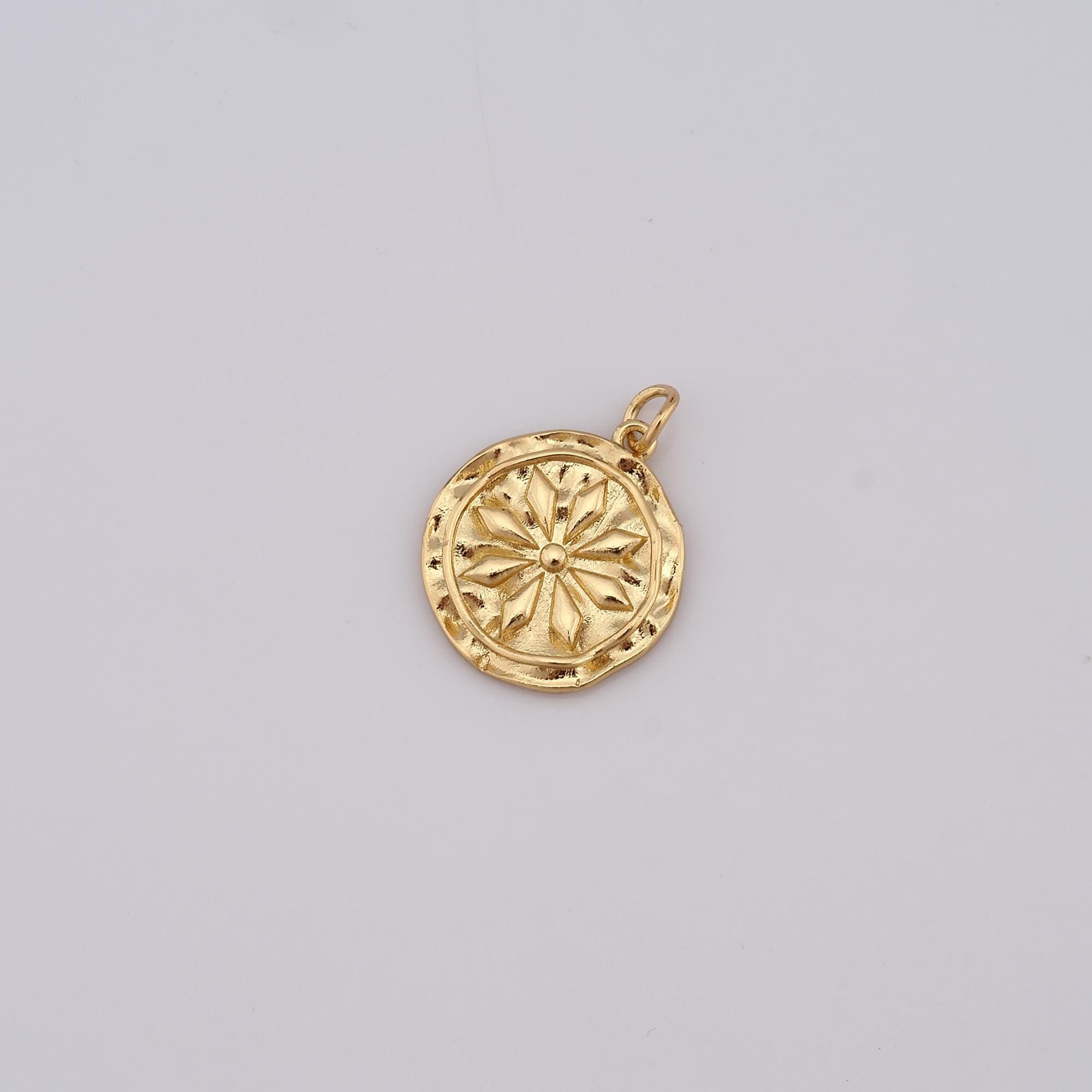 1 pz Ciondolo a forma di fiore in oro, ciondolo a forma di fiore riempito in oro 18 carati, ciondolo a forma di fiore fai da te per braccialetti, coll