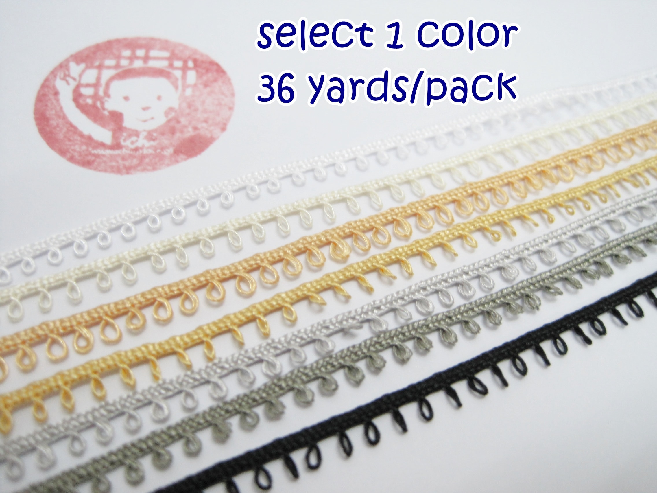 1 confezione (36 iarde) di picot trim, picot edge trim, picot edge ribbon, picot ribbon, picot lace trim, picot trim minuscolo, soutache treccia, trec