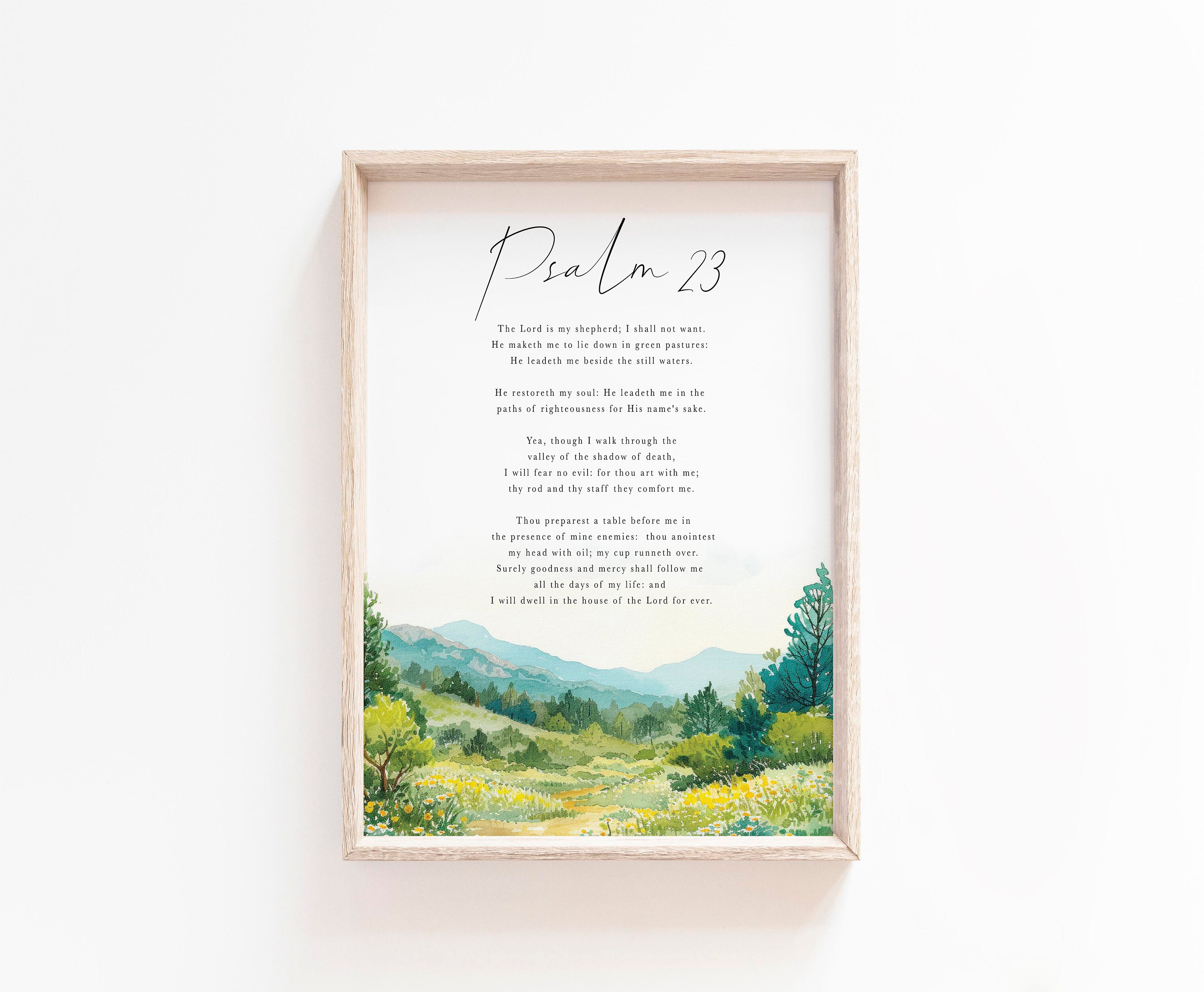 Salmo 23 Il Signore è il mio pastore Versetto della Bibbia Stampa artistica da parete Stampa del Salmo cristiano KJV Scrittura stampabile Regalo per i