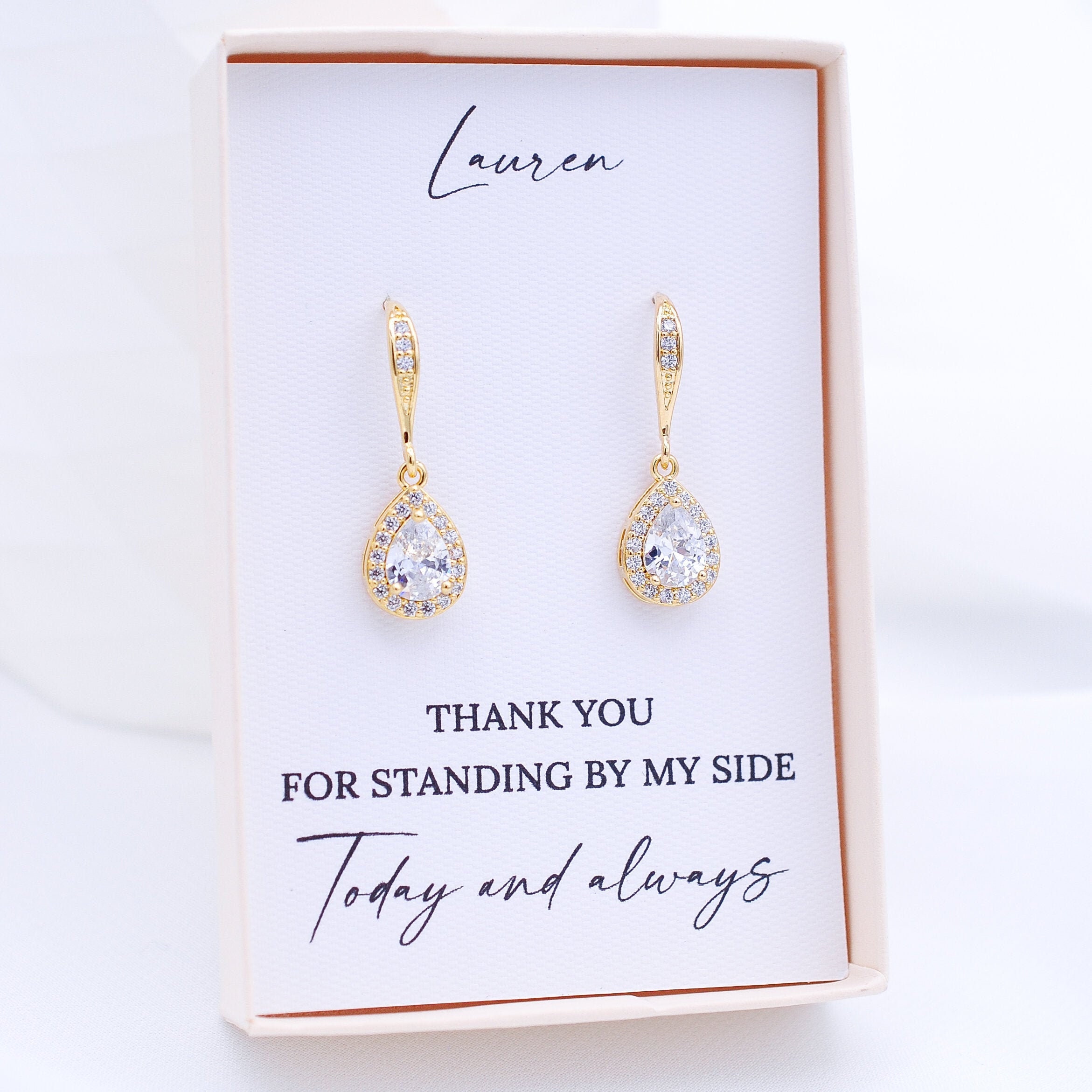 Gioielli per damigelle d'onore Regalo personalizzato per damigelle d'onore Orecchini per damigelle d'onore Gioielli da sposa per damigelle d'onore Reg
