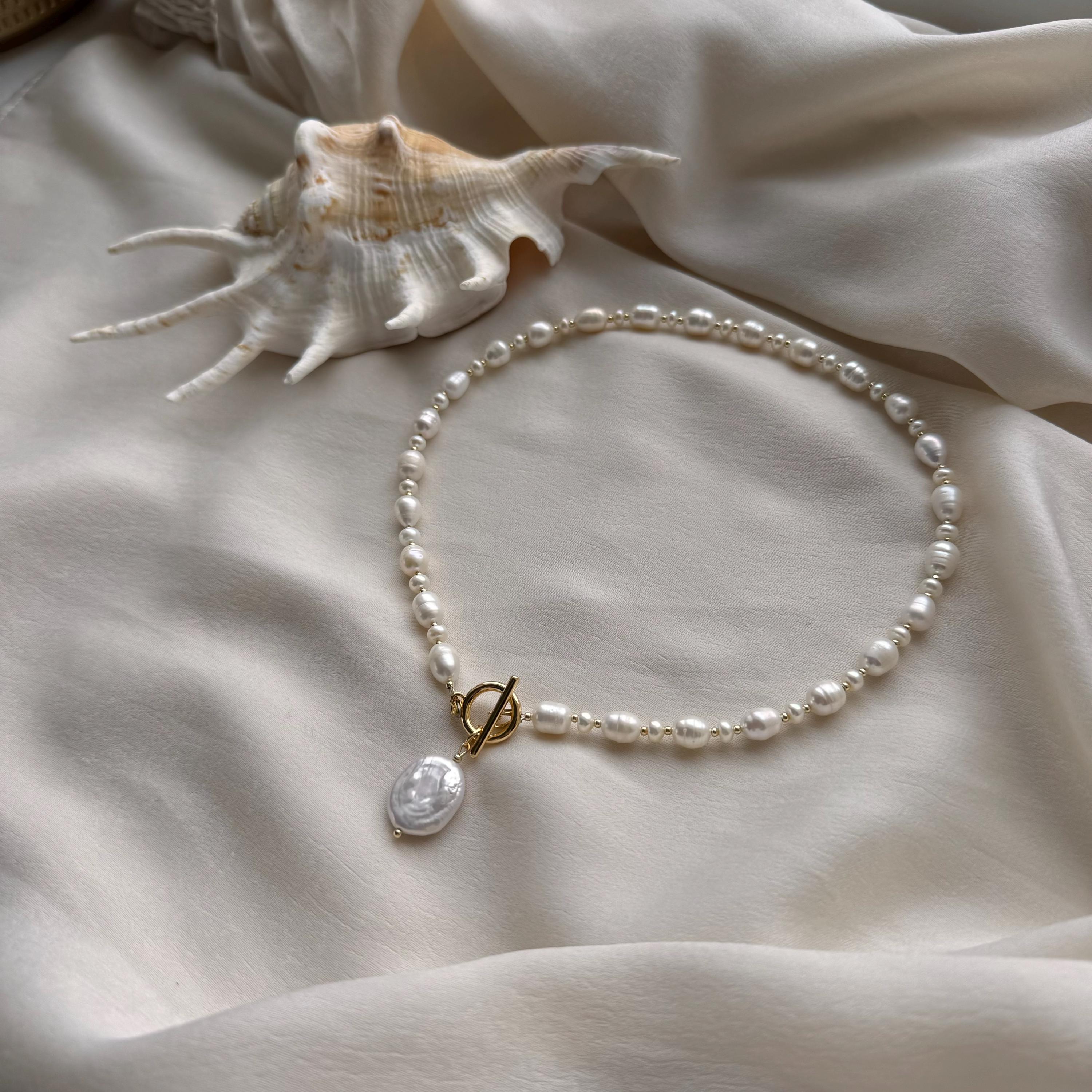 Collana con ciondolo di perle, collana di perle vintage, collana di perle a moneta, collana di perle a goccia, collana di perle d'acqua dolce, girocol