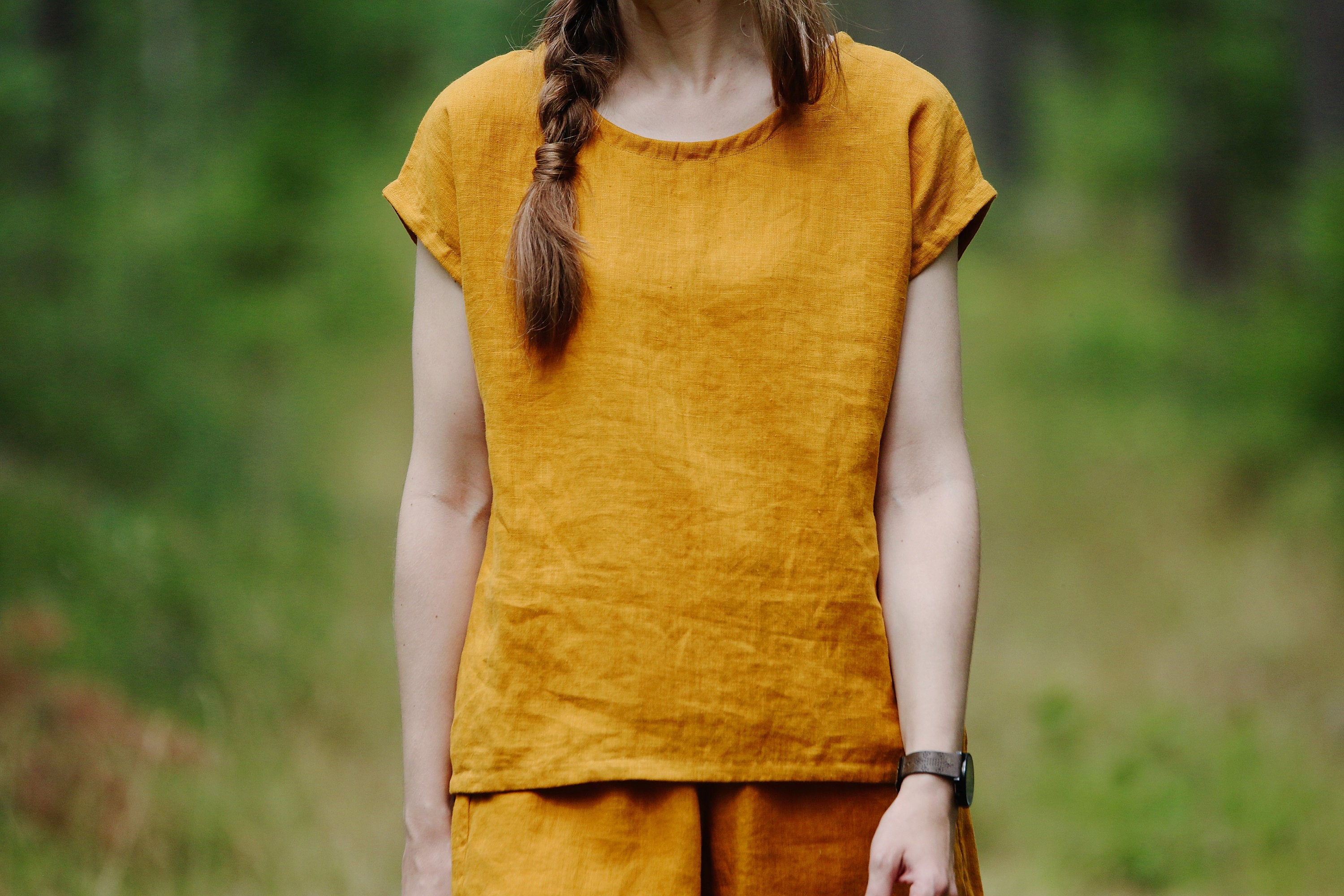Camicia in lino LAUMA, Top in lino, Top a maniche corte in lino, Camicetta in lino basic, Top casual in lino da donna, Camicetta estiva in lino, Top i