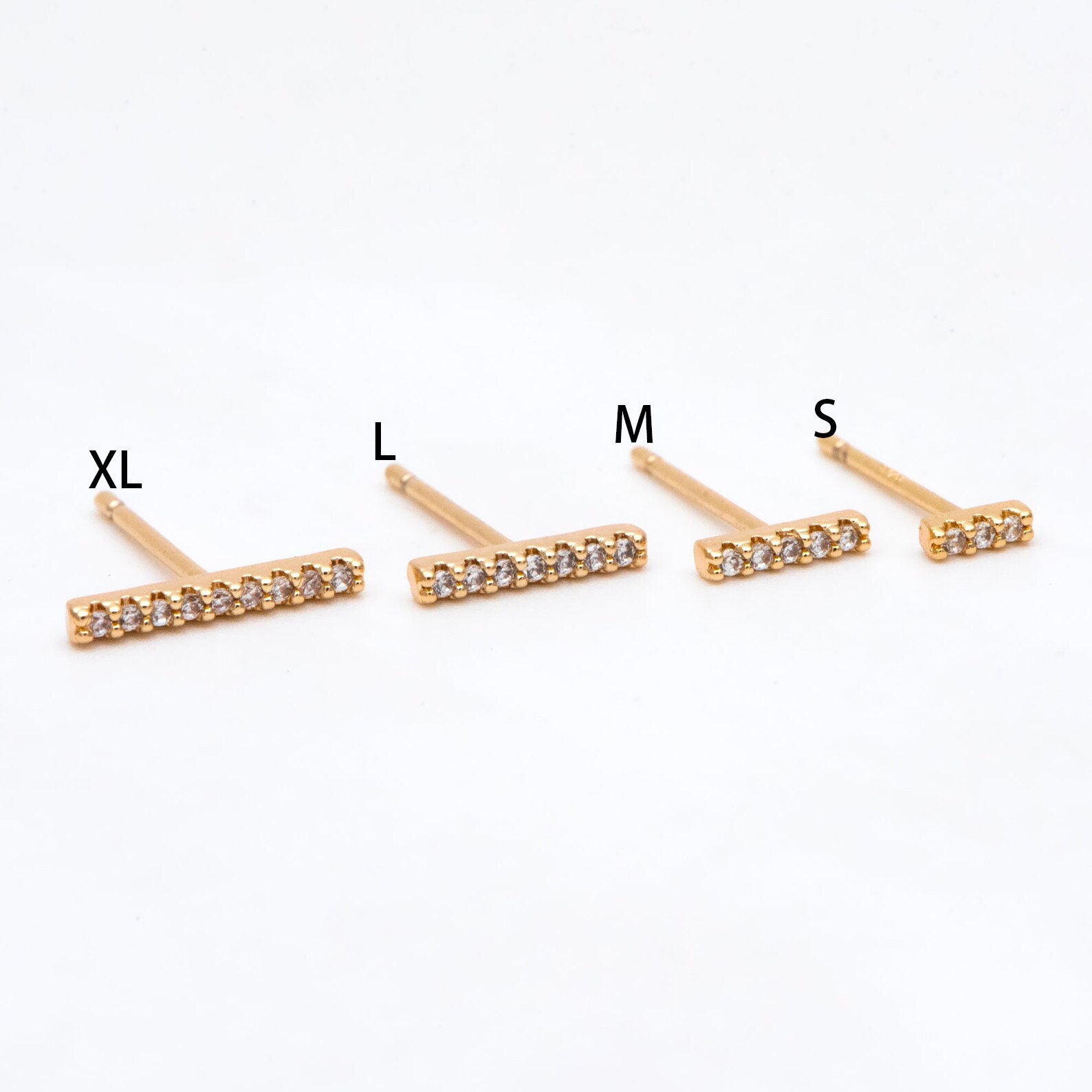 10 orecchini a bottone con pavé di zirconi cubici, orecchini a bottone a bastoncino, orecchini piccoli, orecchini minuscoli, mini orecchini, orecchini