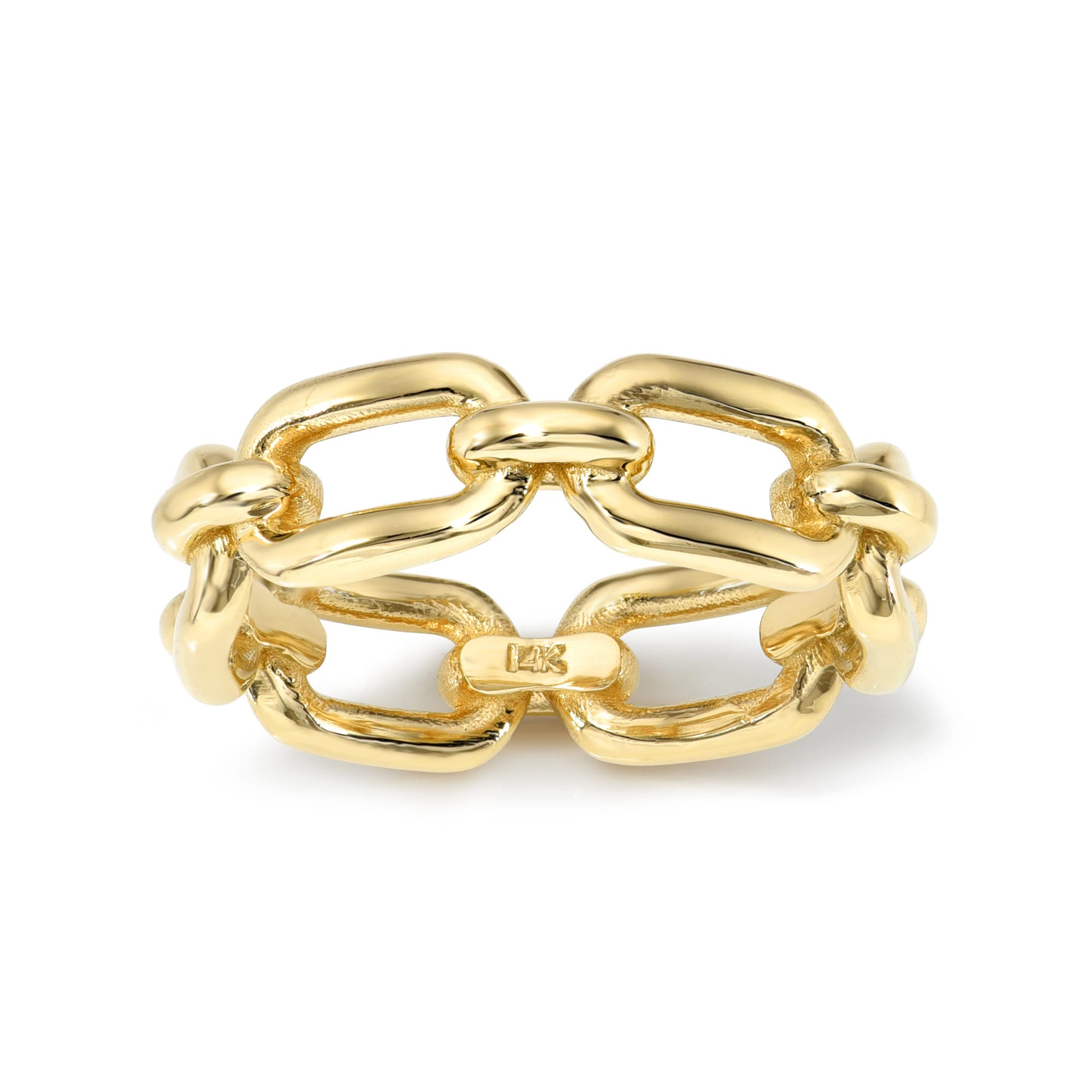Anello con catena 14K I Anello con maglie cubane I Anello importante I Anello cubano Miami I Larghezza 5,60 mm I Anello a maglie larghe I Anello delic