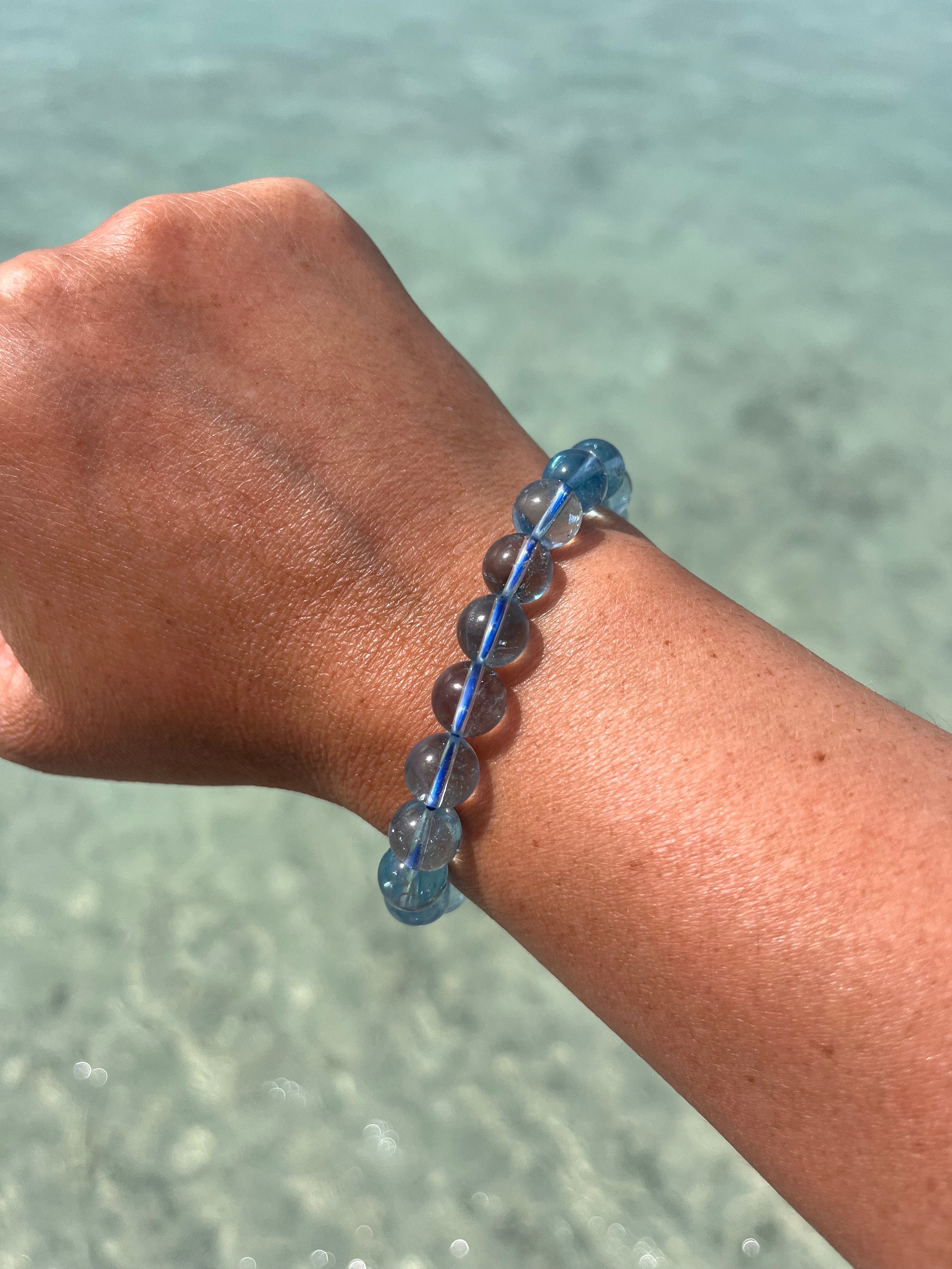 Bracciale in acquamarina blu intenso di altissima qualità, perle da 11,5 mm, 10 mm, 8 mm, 7,5 mm, 6,5 mm, 6 mm o 5 mm
