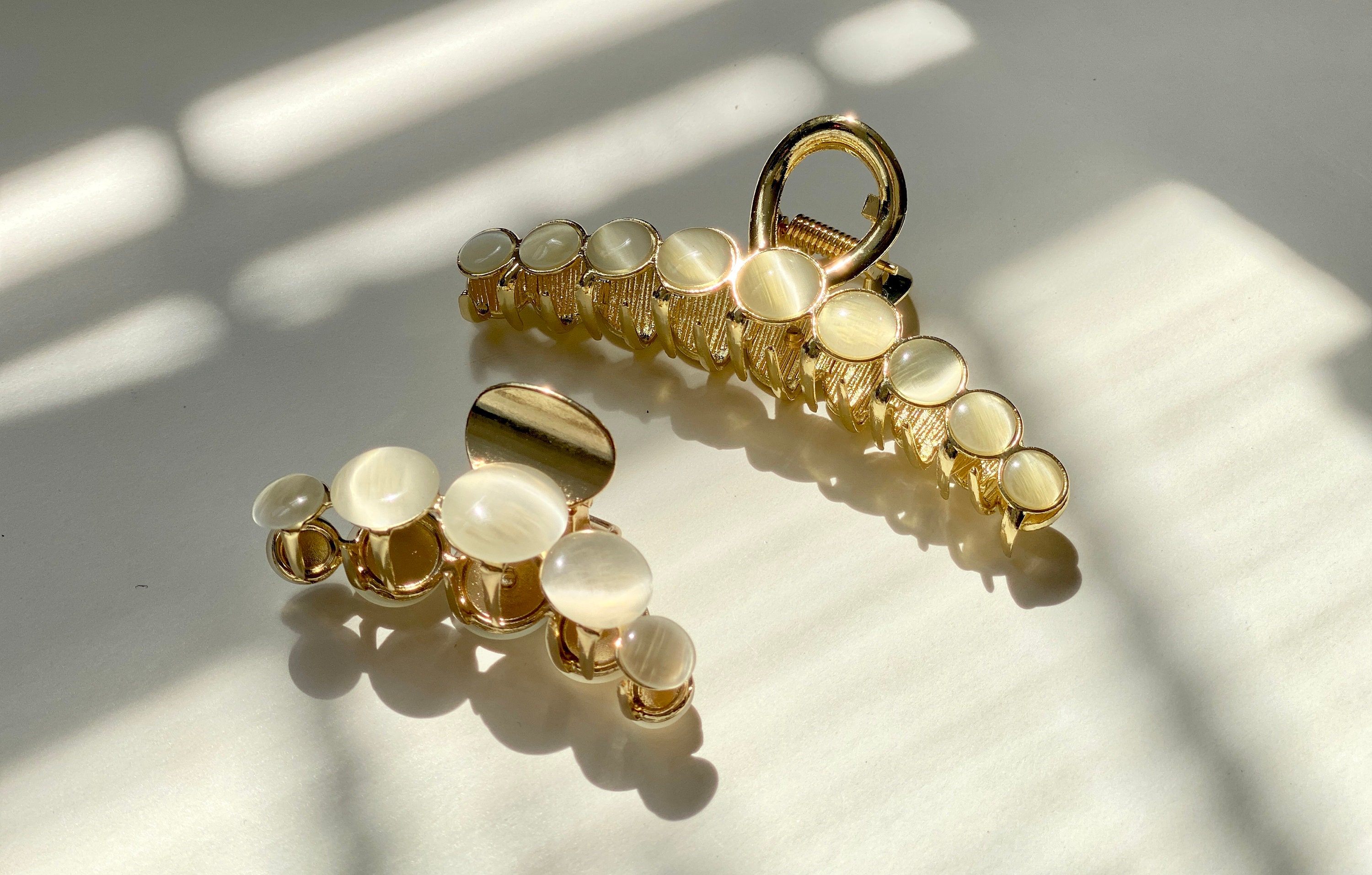 Fermagli per capelli in oro con opale, fermagli per capelli extra large, fermagli per capelli medi, eleganti fermagli per capelli per acconciature met