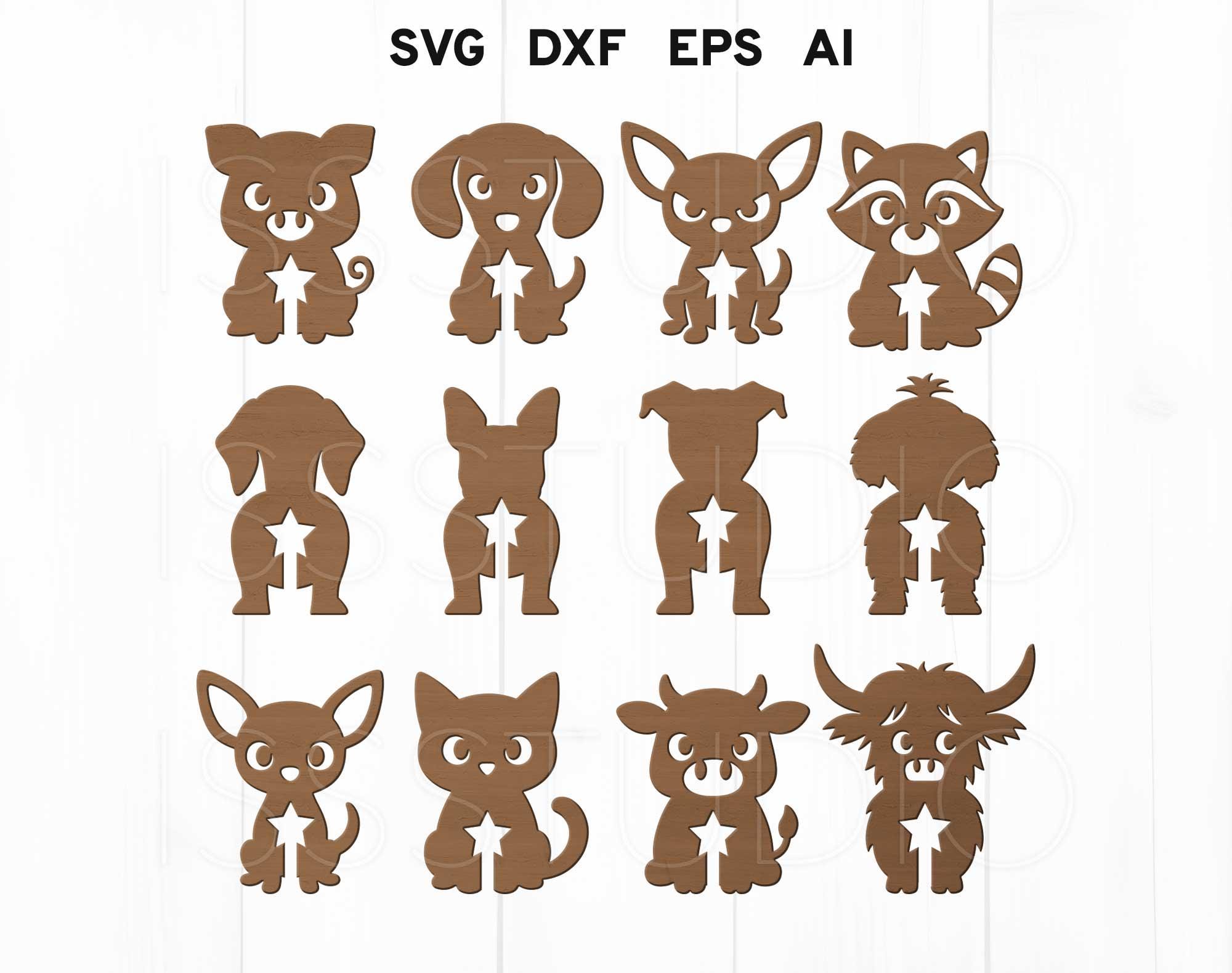 Pacchetto di clip per sacchetti in formato SVG, simpatico porta sacchetti per il pane in formato SVG, animale Glowforge, divertente file tagliato al l