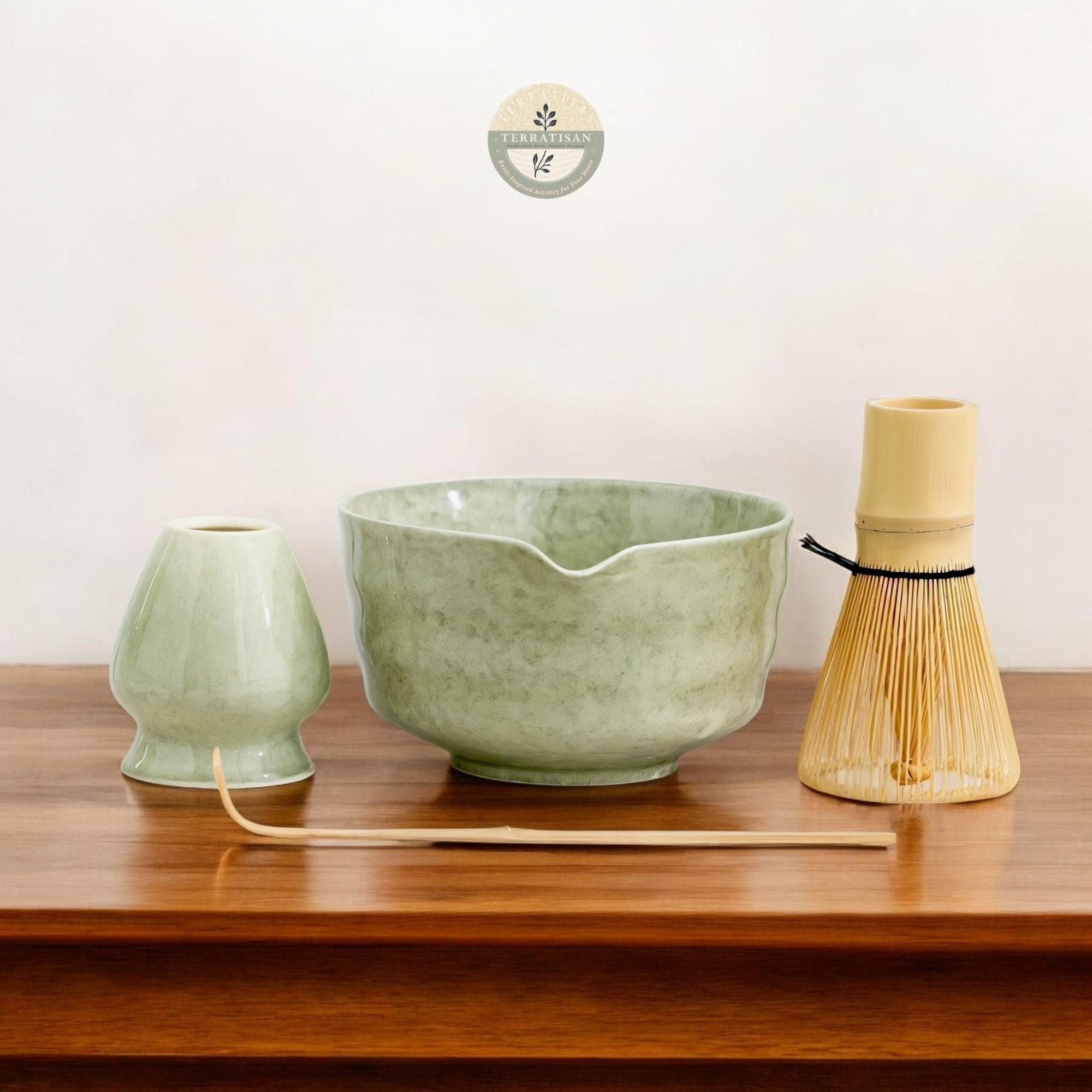Set da tè Matcha fatto a mano - Ciotola Matcha in ceramica (Chawan) e frusta in bambù - Kit per la cerimonia del tè giapponese - Set regalo Matcha fat