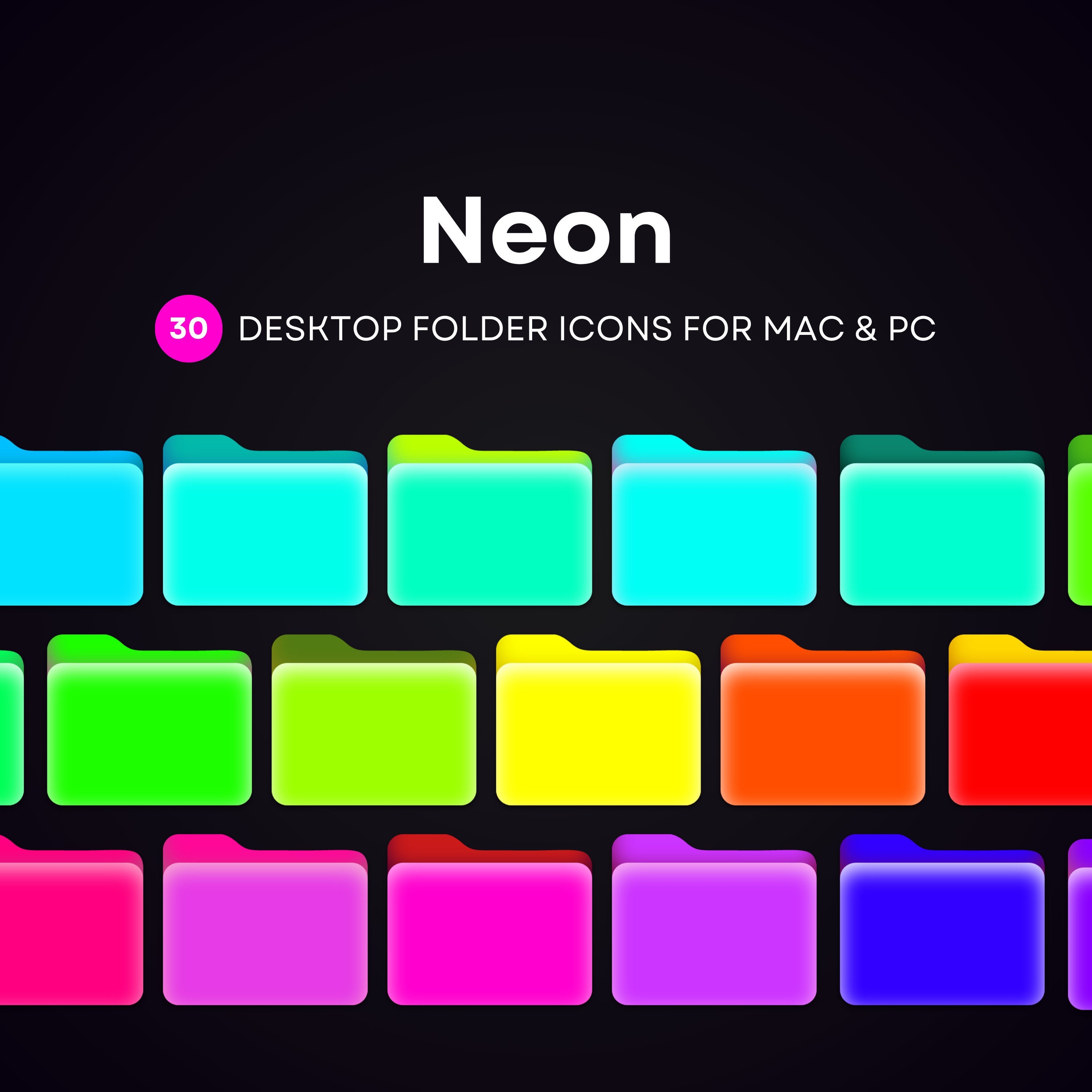 Icone al neon, Organizzatore desktop Mac, Icone file Mac, Pacchetto icone cartelle Mac, File desktop modello, Cartelle icone, Icone cartelle desktop c