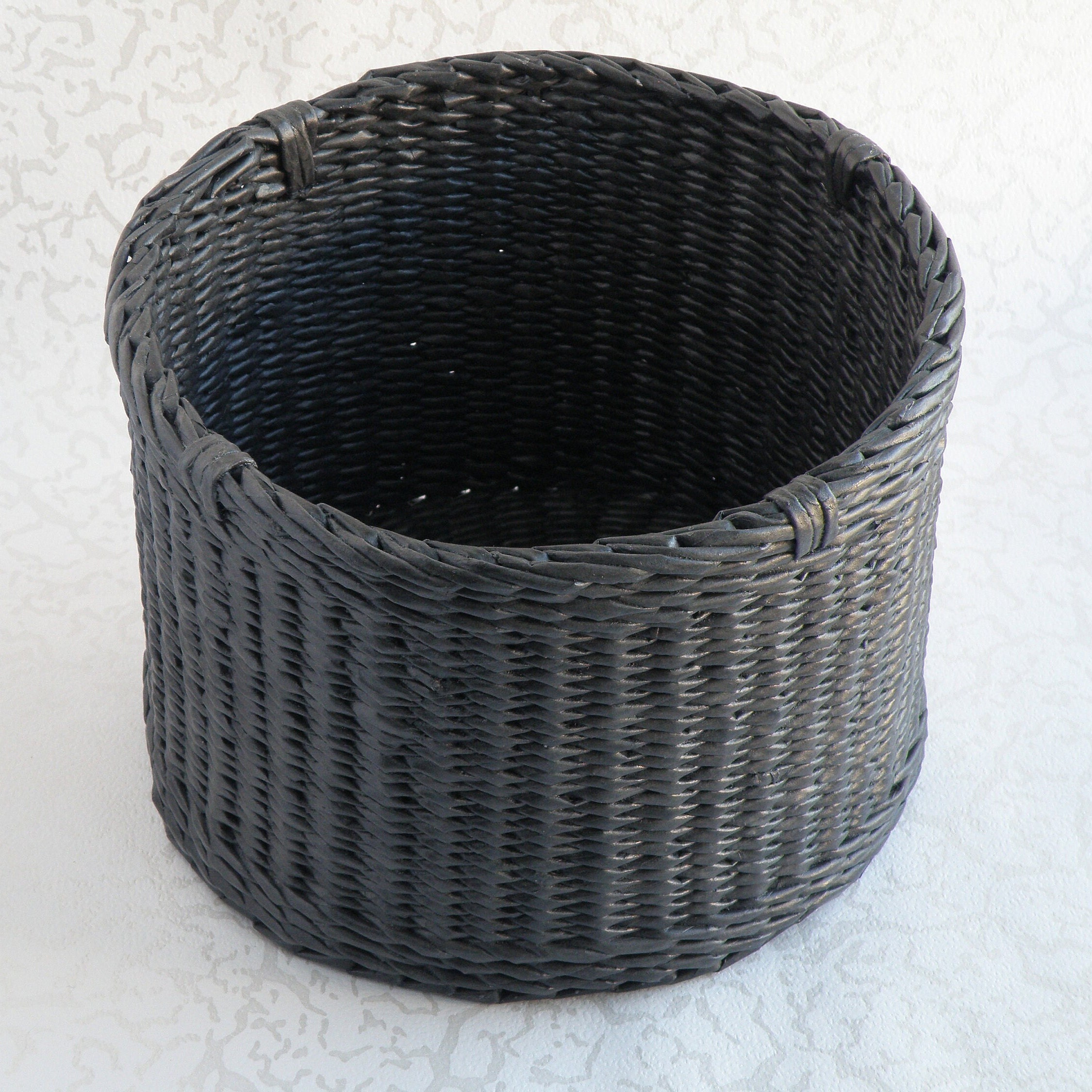 Cesto per piante, cesto per la biancheria, cesto rotondo in vimini, cesto portaoggetti intrecciato, cesto intrecciato in stile boho a blocchi di color