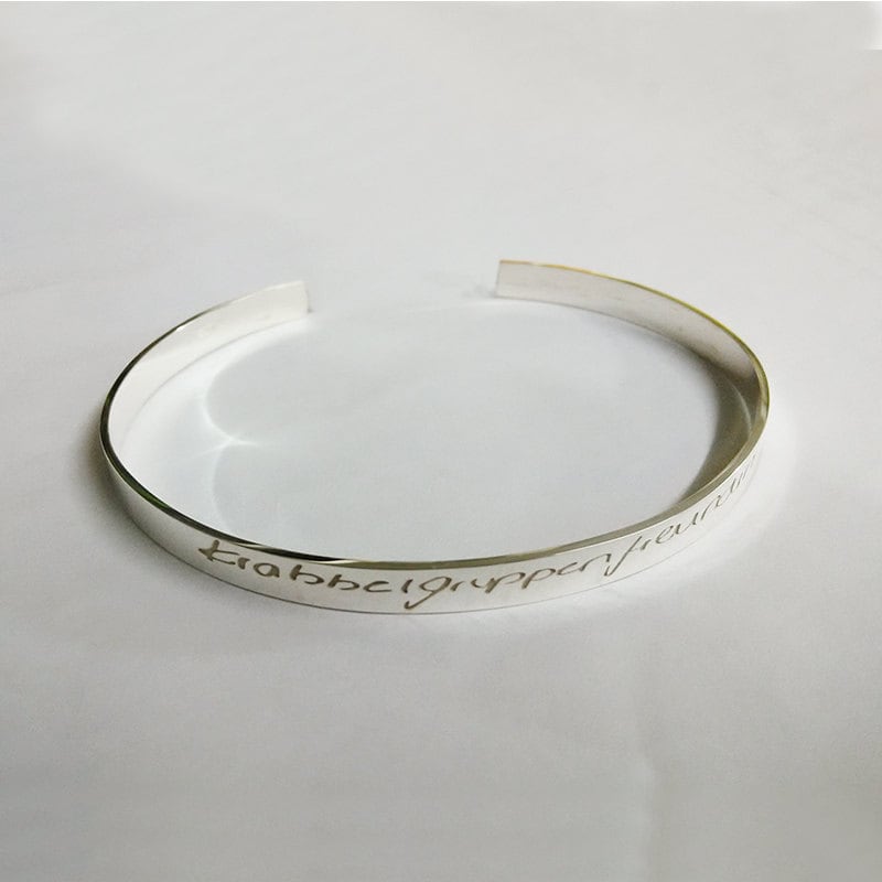 Bracciale rigido aperto personalizzato, bracciale rigido con firma, bracciale scritto a mano, bracciale rigido scritto a mano, bracciale rigido con fi