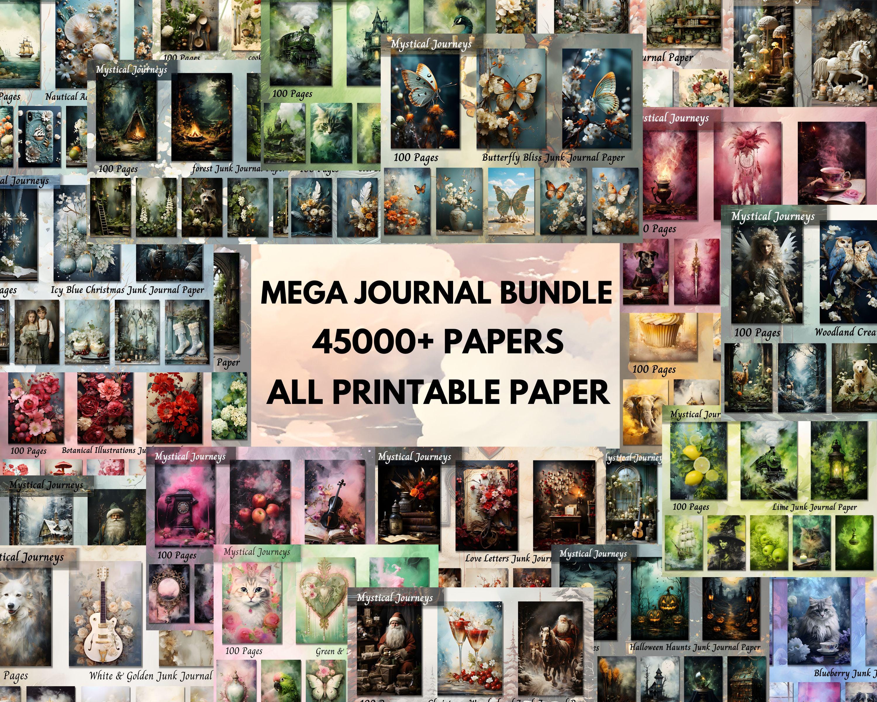 Mega Bundle del kit Ultimate Junk Journal, oltre 45.000 effimeri e carta per scrapbooking stampabili, pagine di diario digitale, fogli di collage, acc