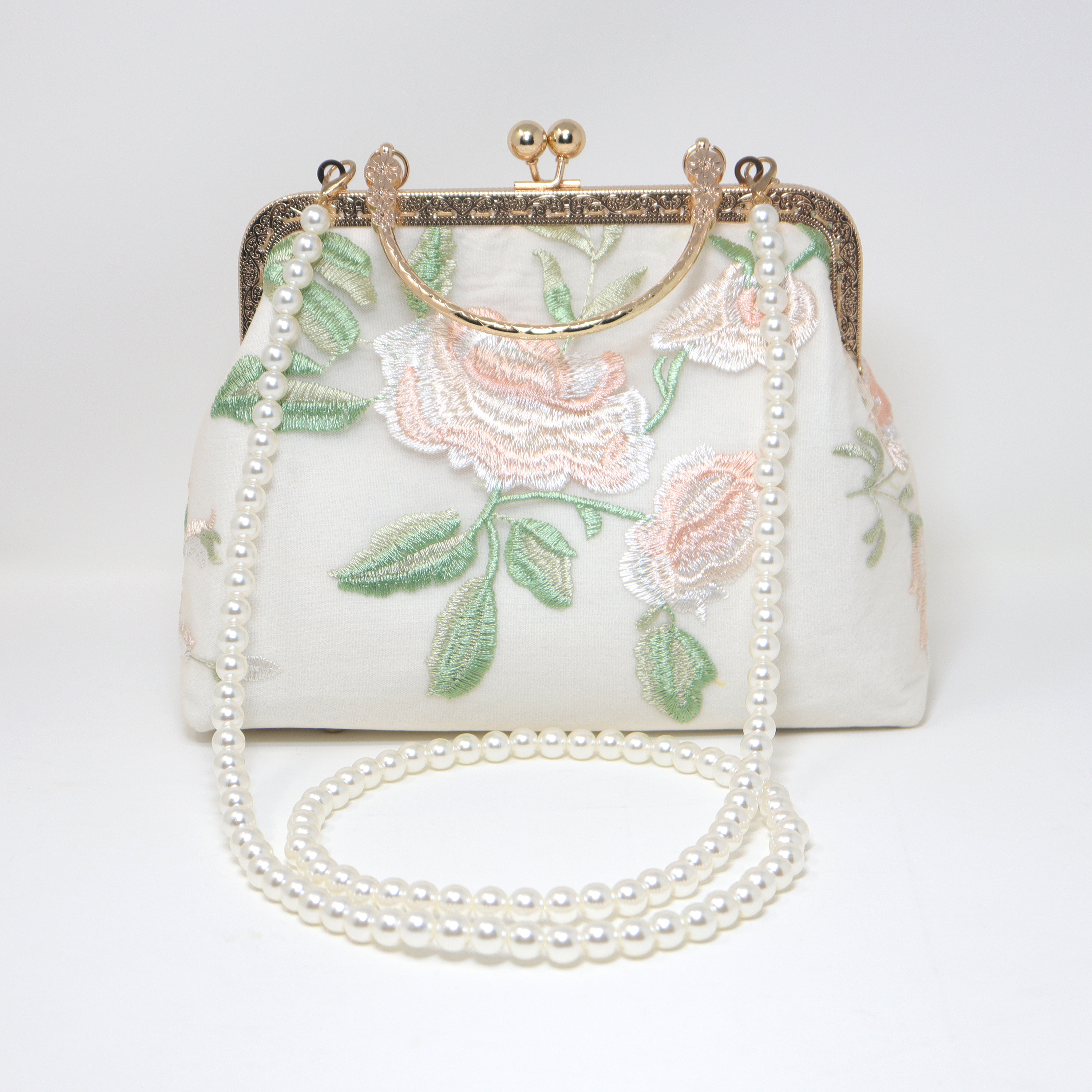 Borsa da sposa con perle floreali e rose in pizzo bianco ricamato, borsa importante, pochette da sera, pochette da sposa, pochette da sposa, borsa a t