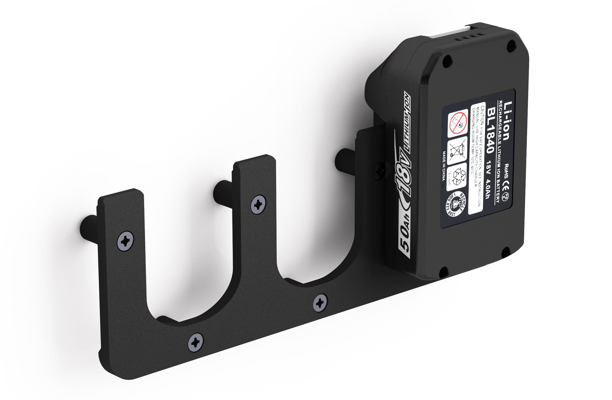 Supporto a parete per batteria adatto per batterie Makita 18V - 14,4V | Portabatterie Montaggio a parete (3 batterie) con viti e tasselli